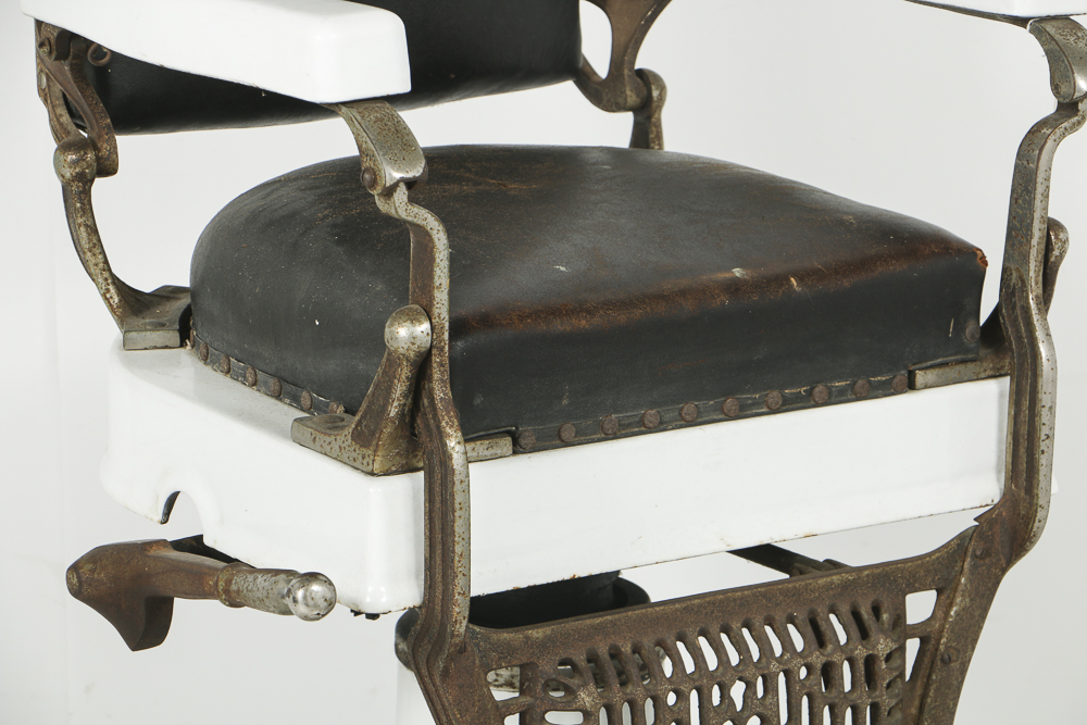 Antique Universal Enameled Porcelain Barber Chair