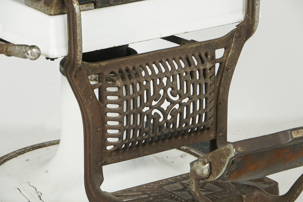 Antique Universal Enameled Porcelain Barber Chair