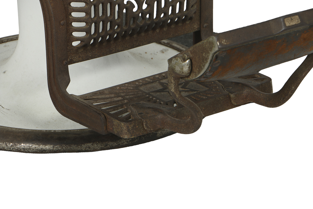 Antique Universal Enameled Porcelain Barber Chair