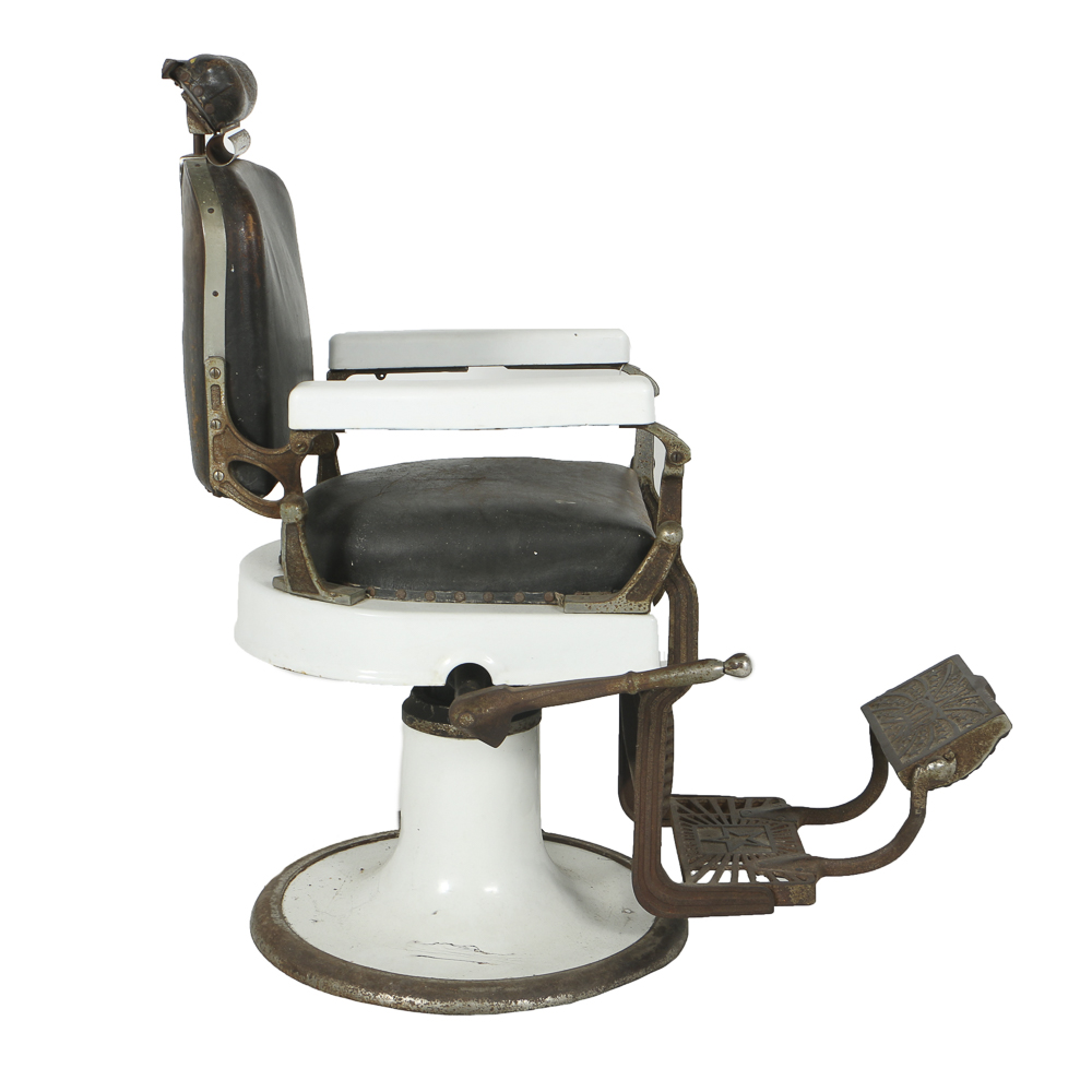 Antique Universal Enameled Porcelain Barber Chair