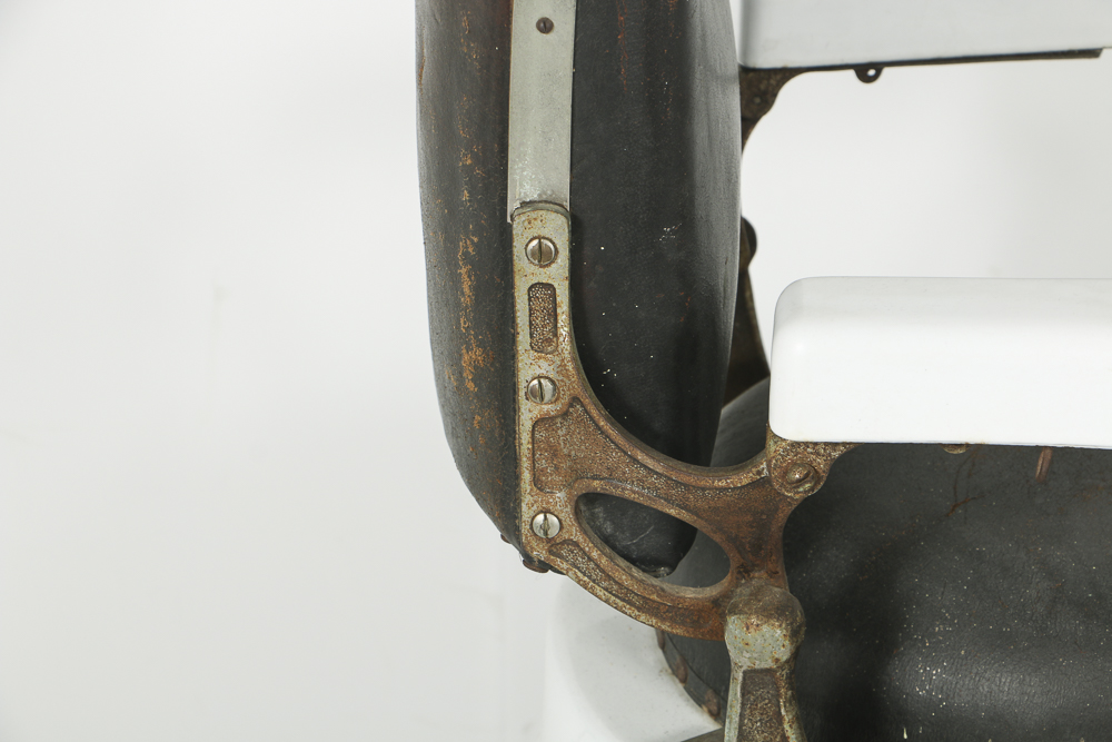 Antique Universal Enameled Porcelain Barber Chair