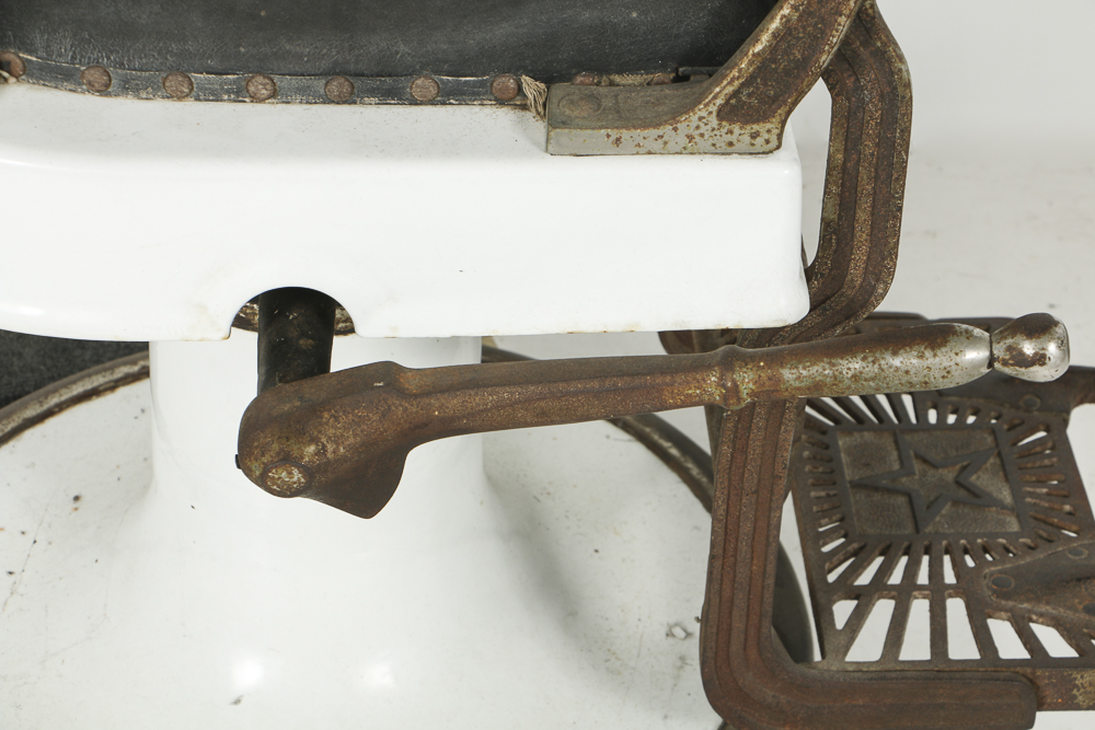 Antique Universal Enameled Porcelain Barber Chair