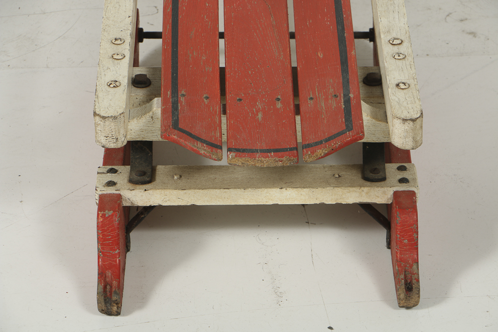 Vintage Toboggan Sled with Steering Wheel