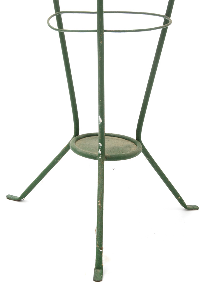 Vintage Enameled Metal Wash Basin on Painted Cast Iron Stand