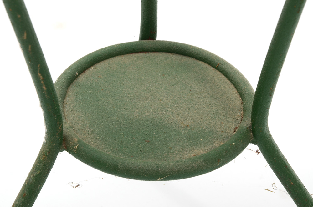 Vintage Enameled Metal Wash Basin on Painted Cast Iron Stand