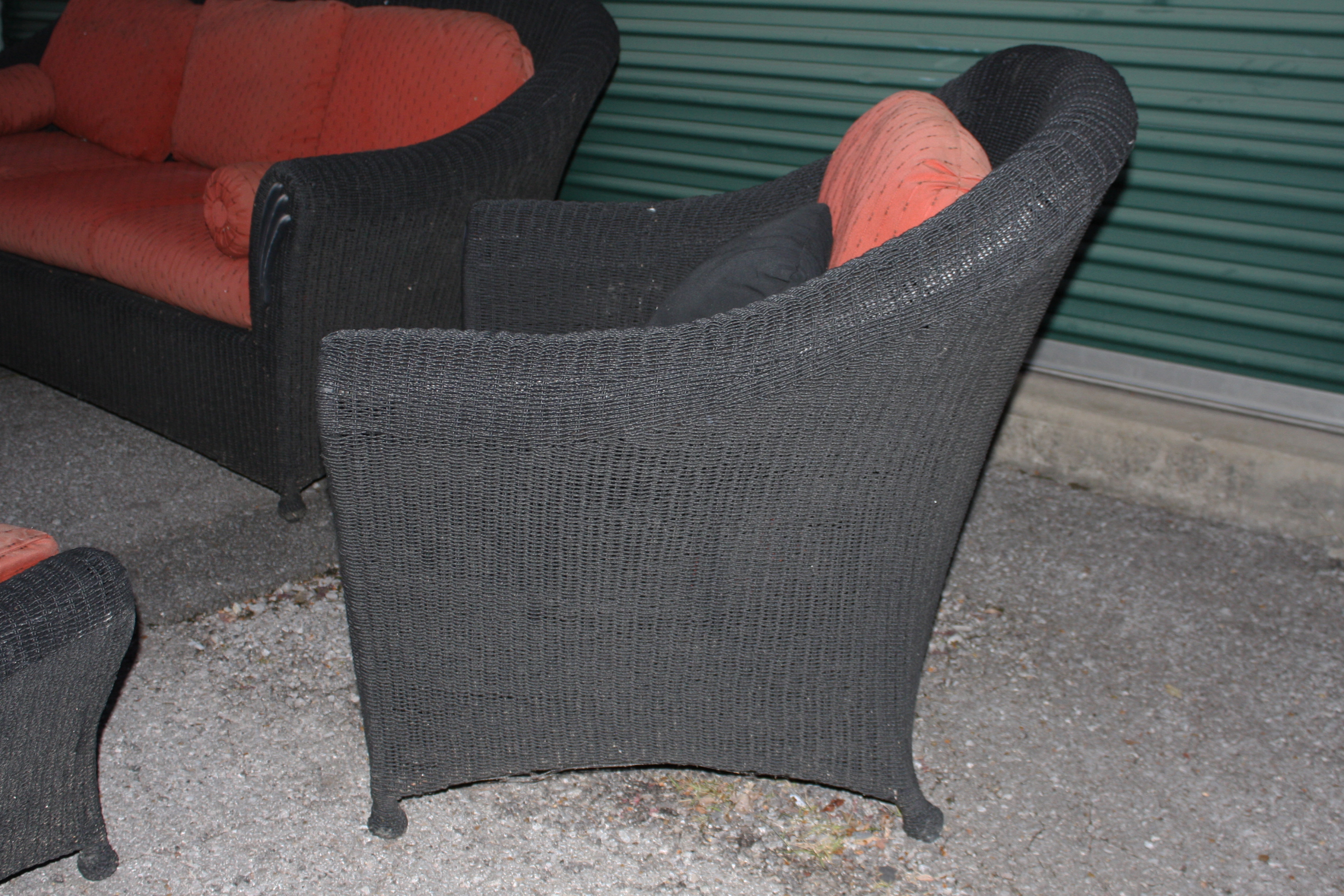 Outdoor Wicker Sofa, Table, and Chair with Ottoman