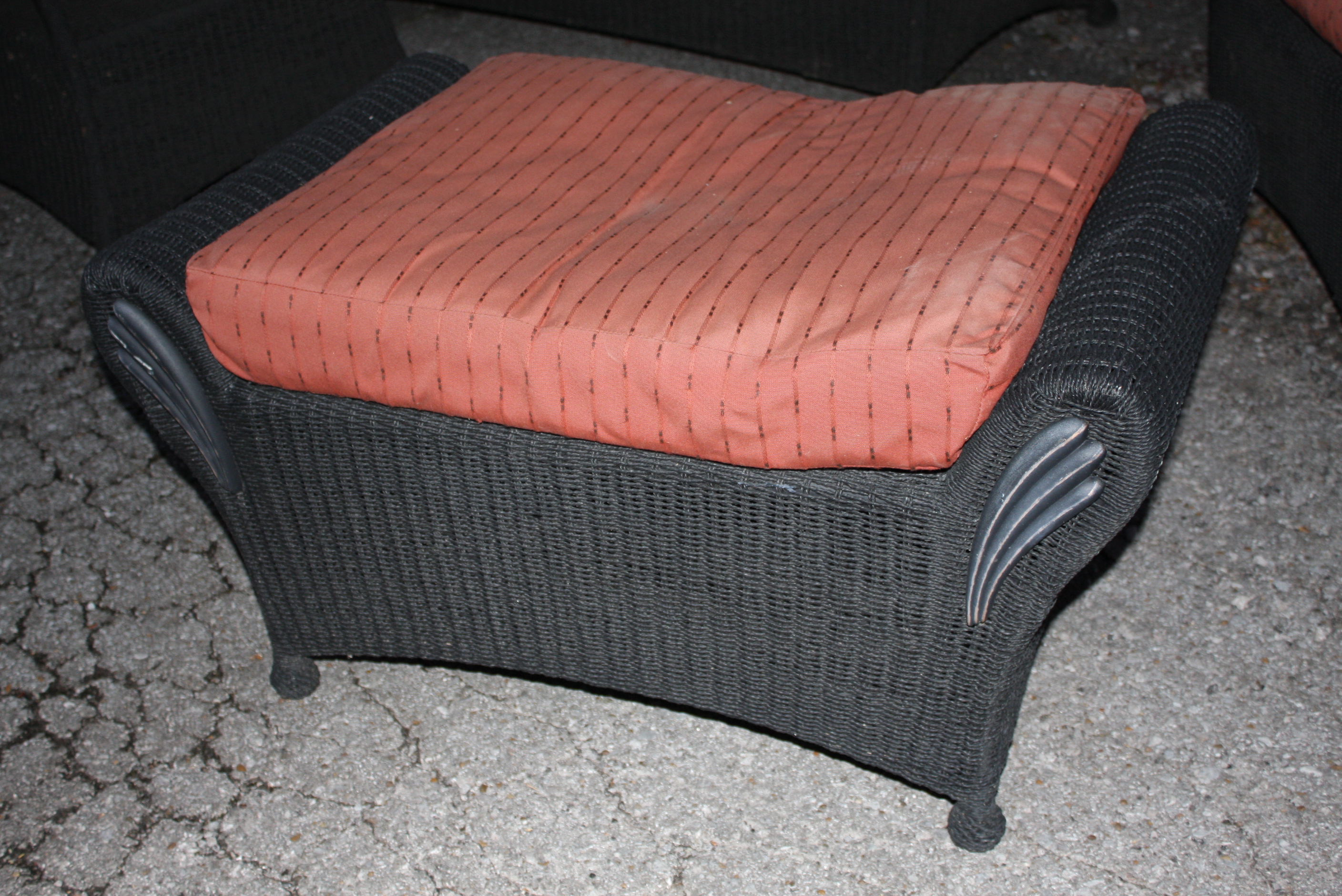 Outdoor Wicker Sofa, Table, and Chair with Ottoman