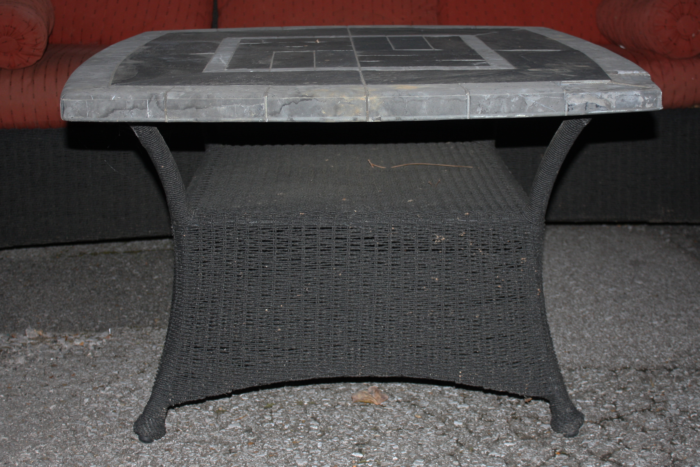 Outdoor Wicker Sofa, Table, and Chair with Ottoman