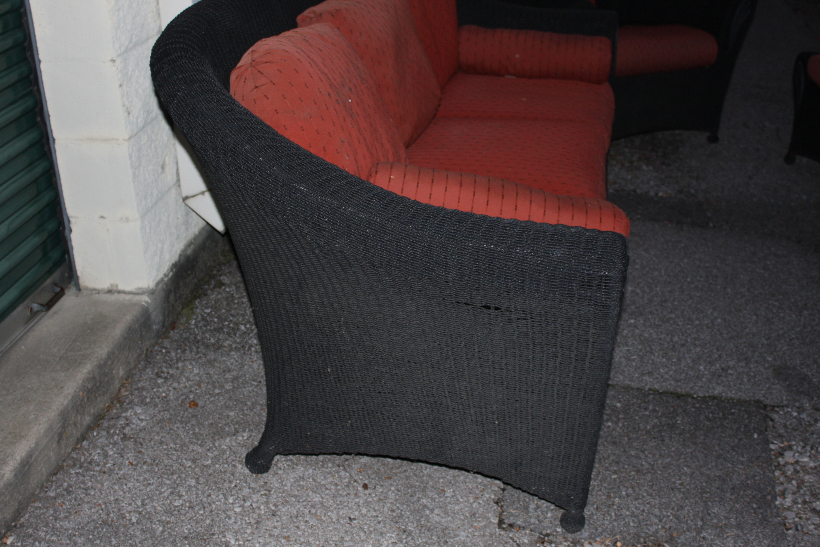 Outdoor Wicker Sofa, Table, and Chair with Ottoman