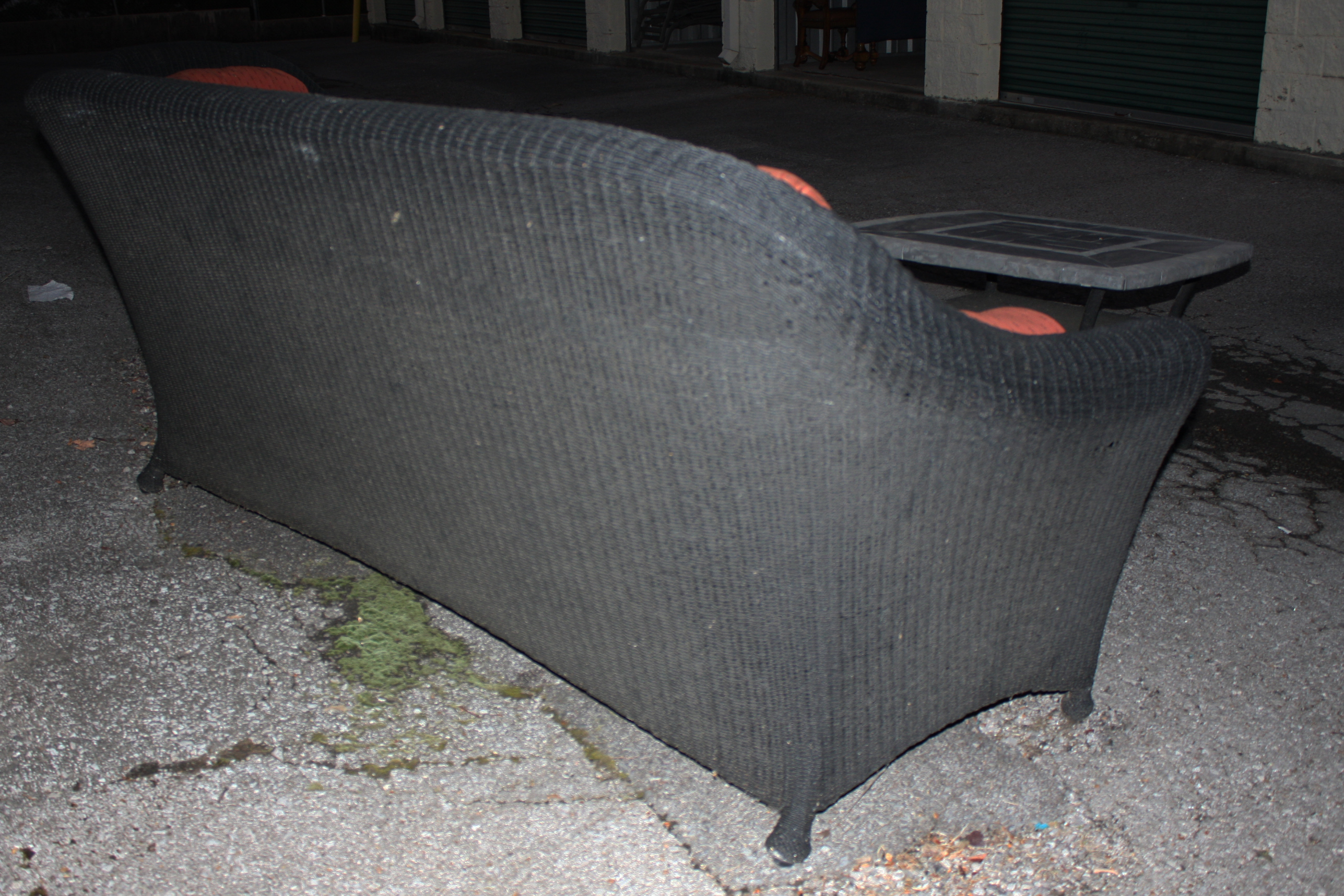 Outdoor Wicker Sofa, Table, and Chair with Ottoman