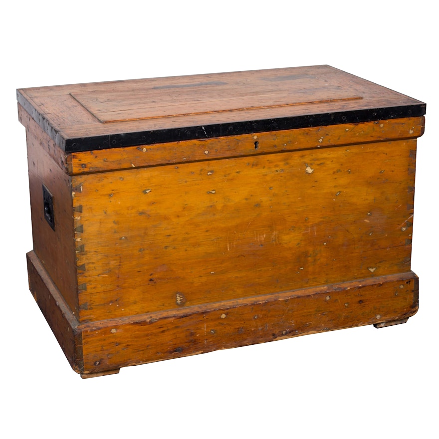 Antique Pine and Curly Maple Tool Chest