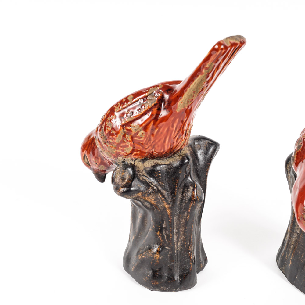 Ceramic Red Bird Figurines