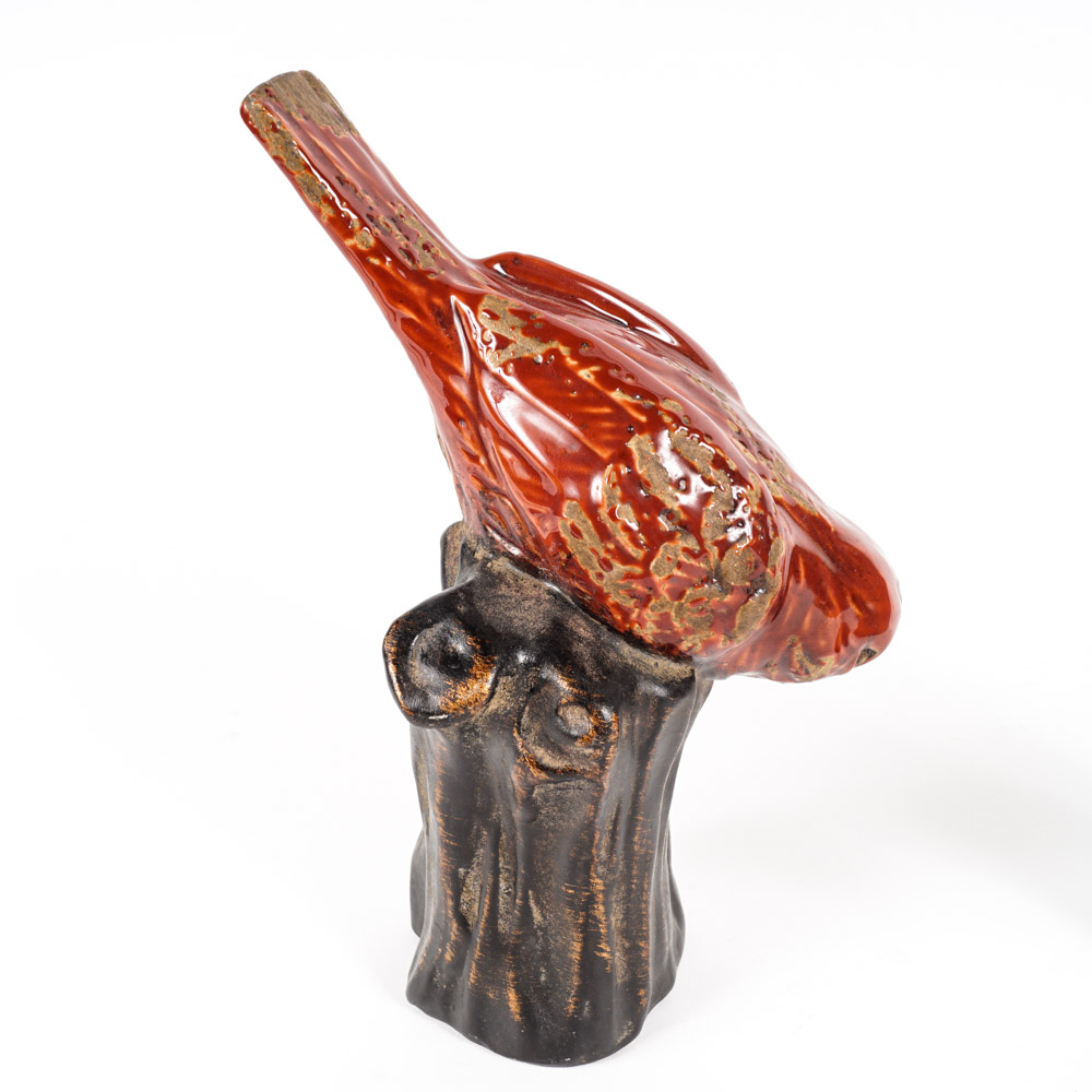 Ceramic Red Bird Figurines