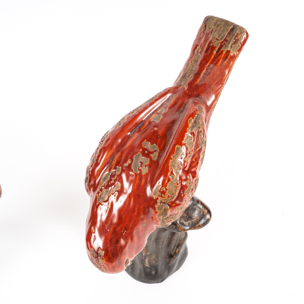 Ceramic Red Bird Figurines