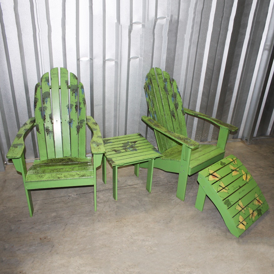 Green Adirondak Chairs and Table