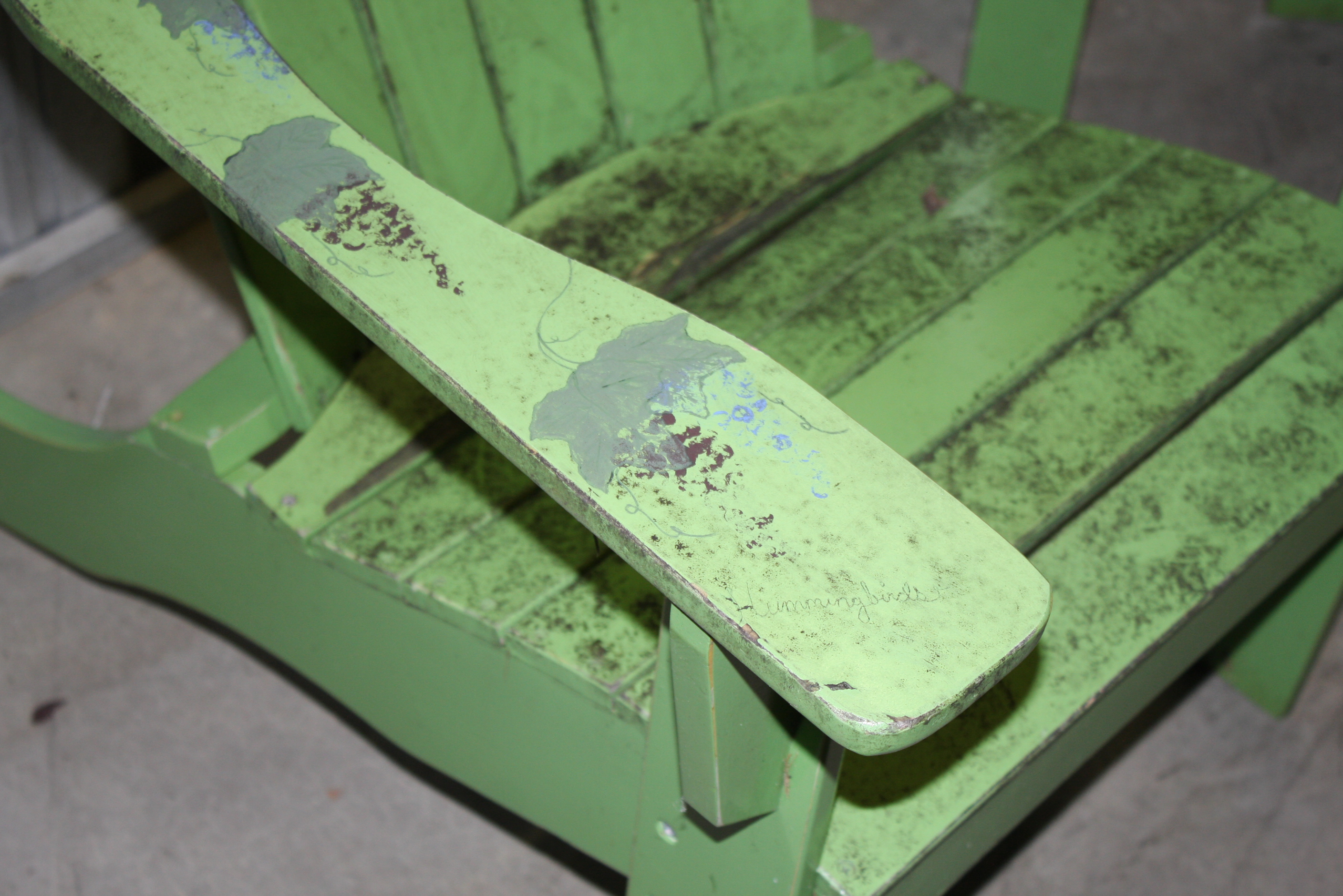 Green Adirondak Chairs and Table