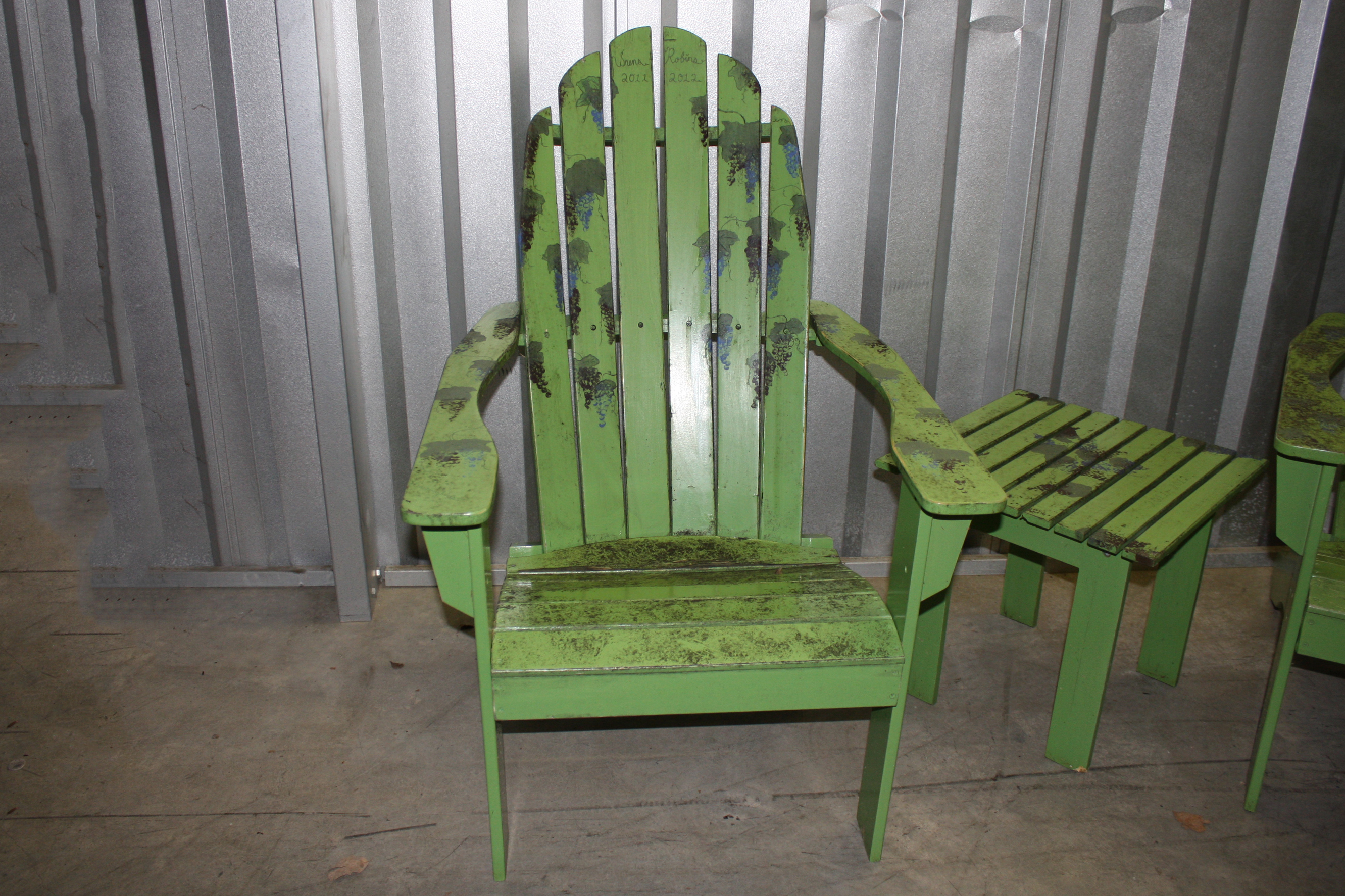 Green Adirondak Chairs and Table