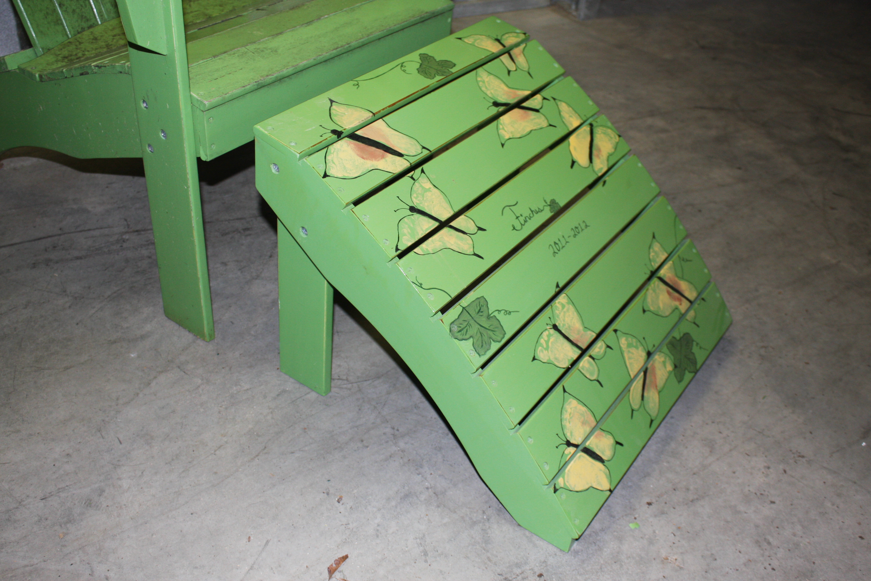 Green Adirondak Chairs and Table