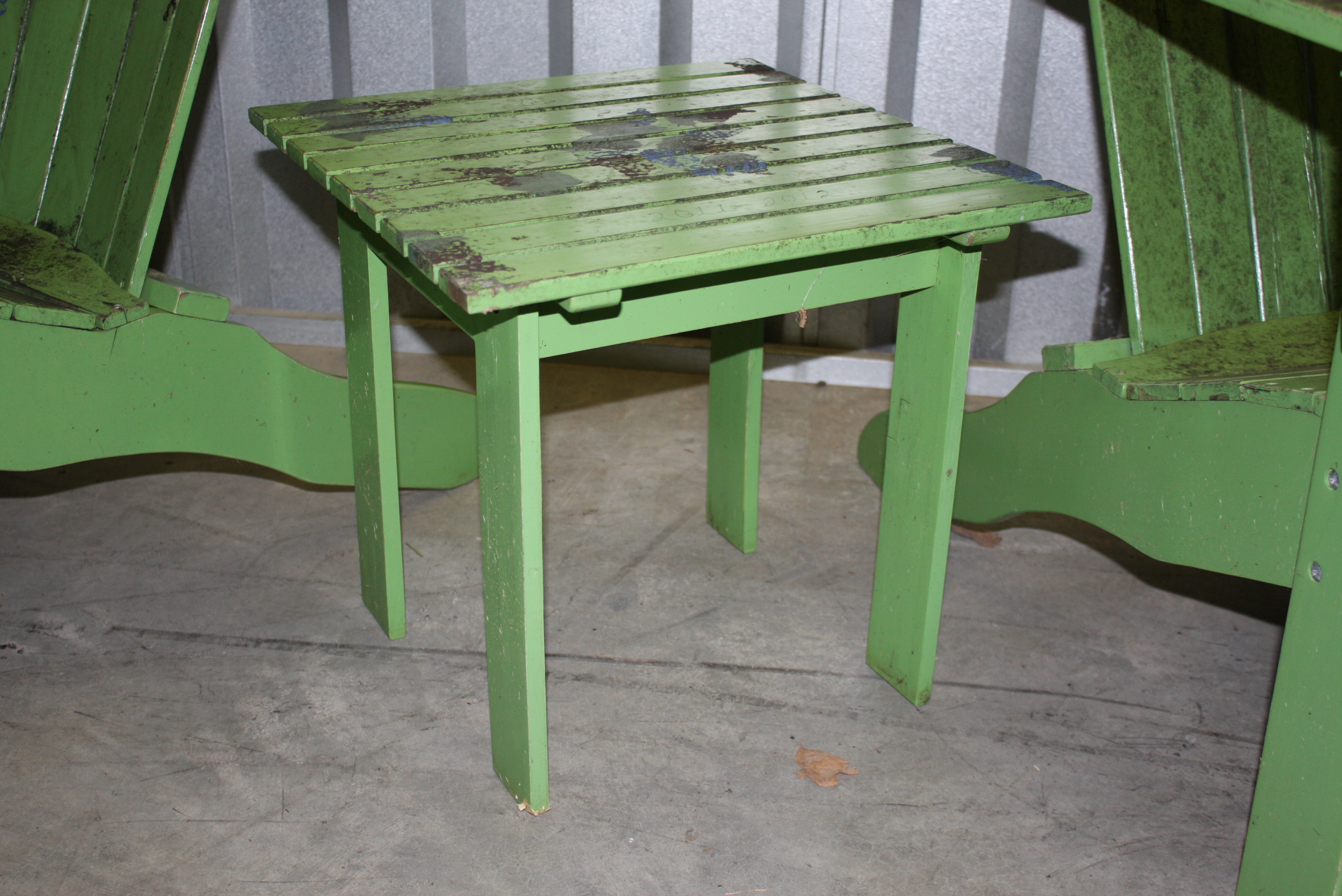 Green Adirondak Chairs and Table