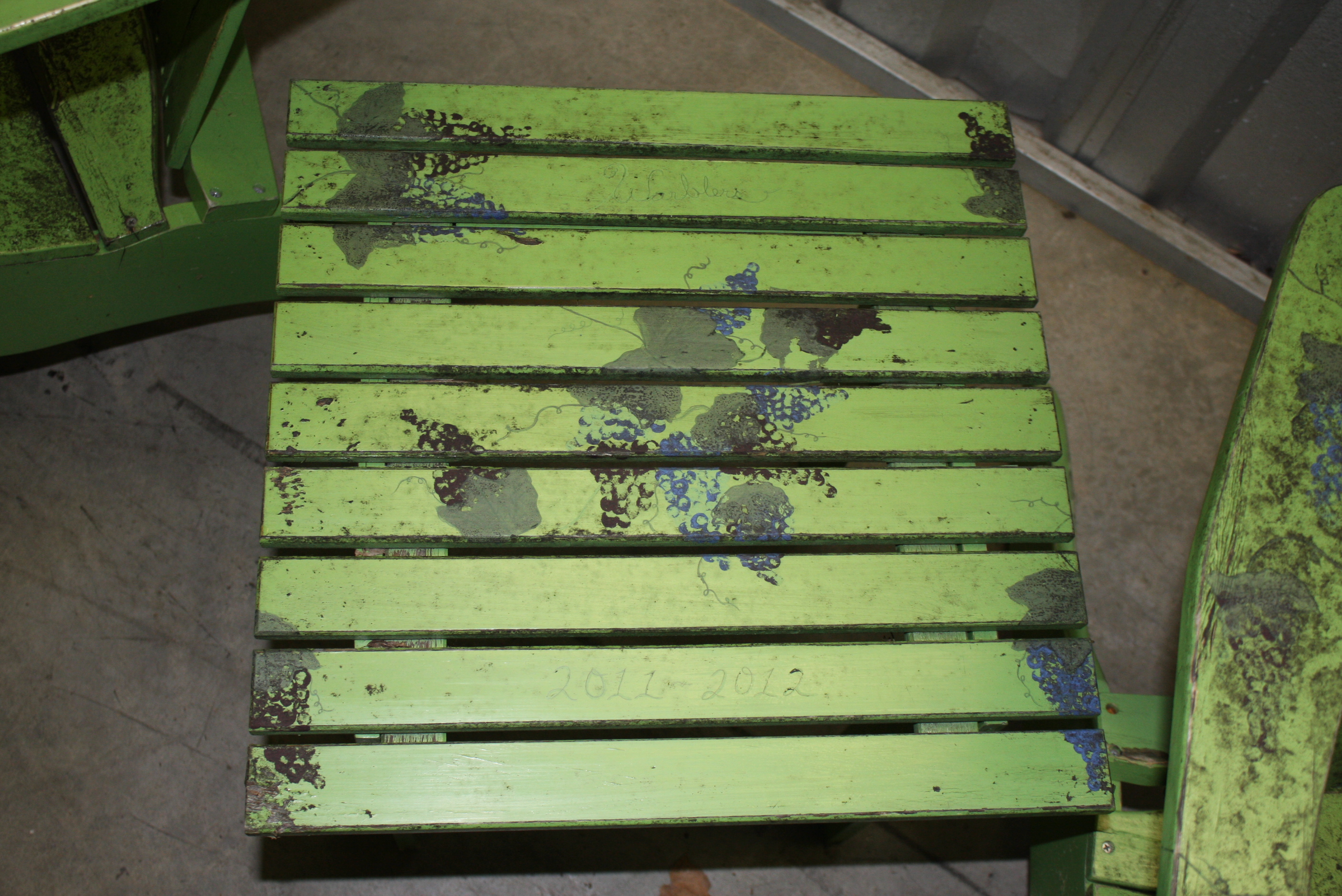 Green Adirondak Chairs and Table