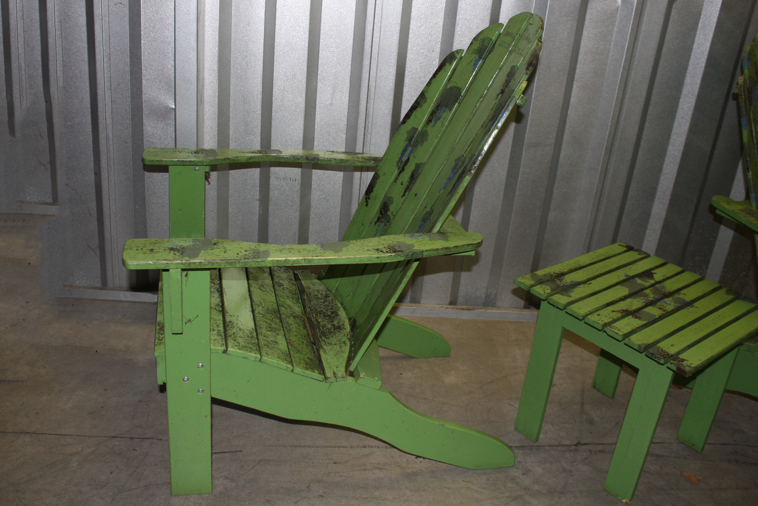Green Adirondak Chairs and Table