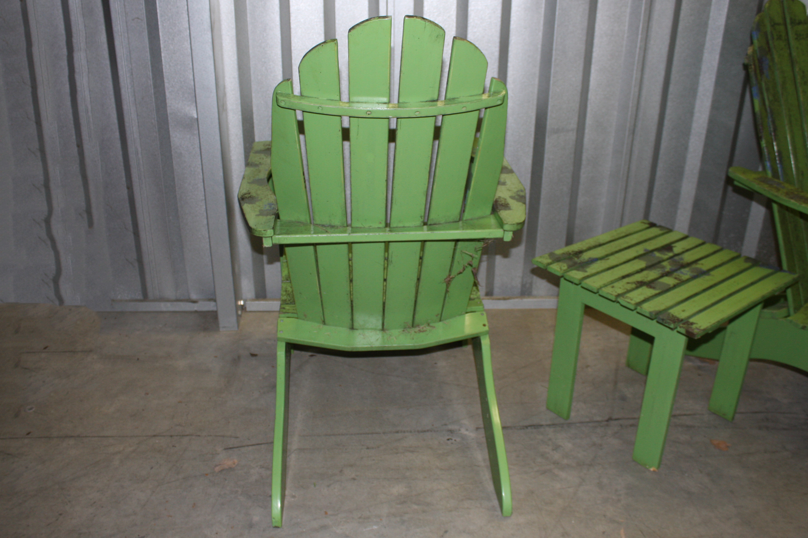 Green Adirondak Chairs and Table