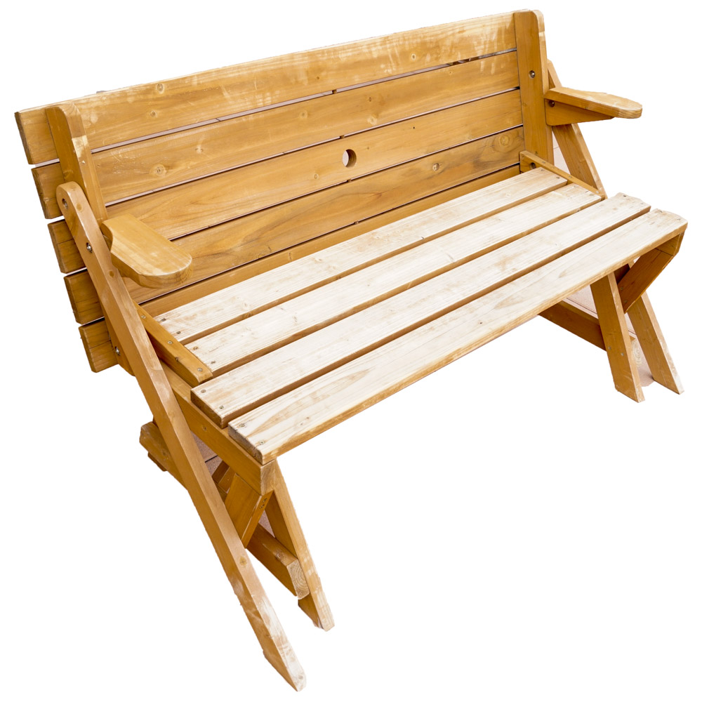 Convertible Pine Picnic Table with Settle Bench