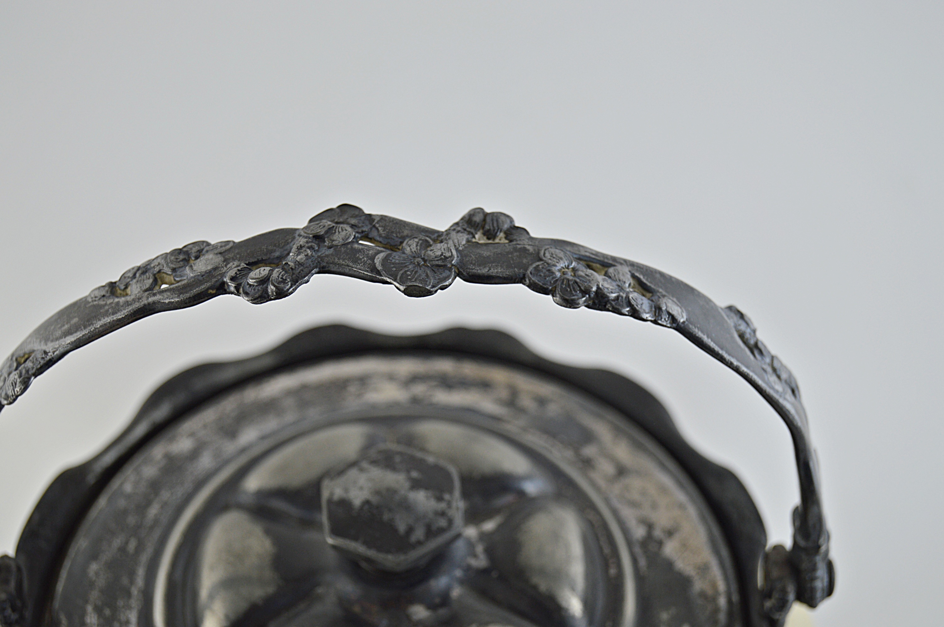 Mount Washington Smith Bros. Satin Art Glass Biscuit Jar with Silver Plate Lid