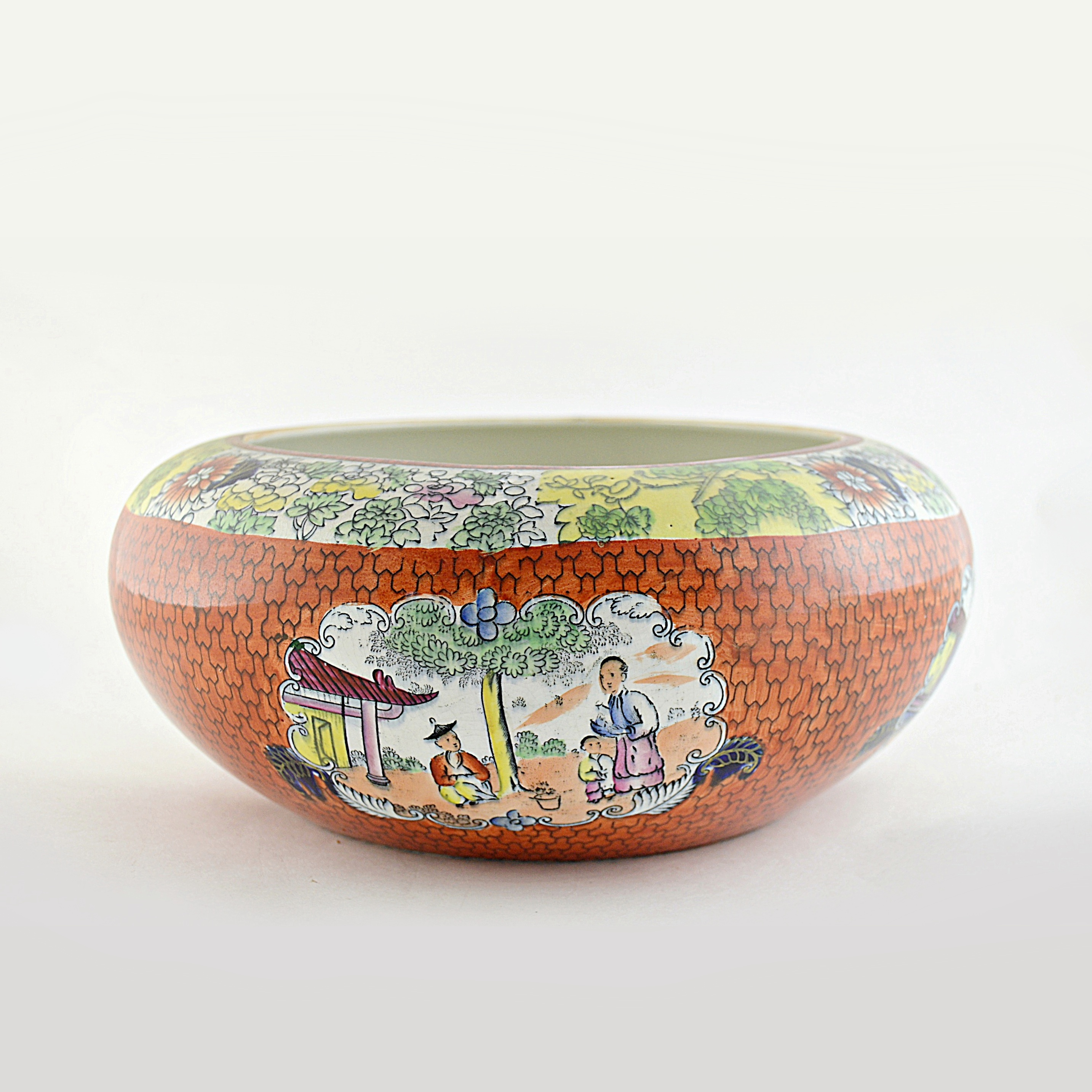 Mason's Ironstone Chinoiserie Bowl in Orange Dragon Scale Pattern