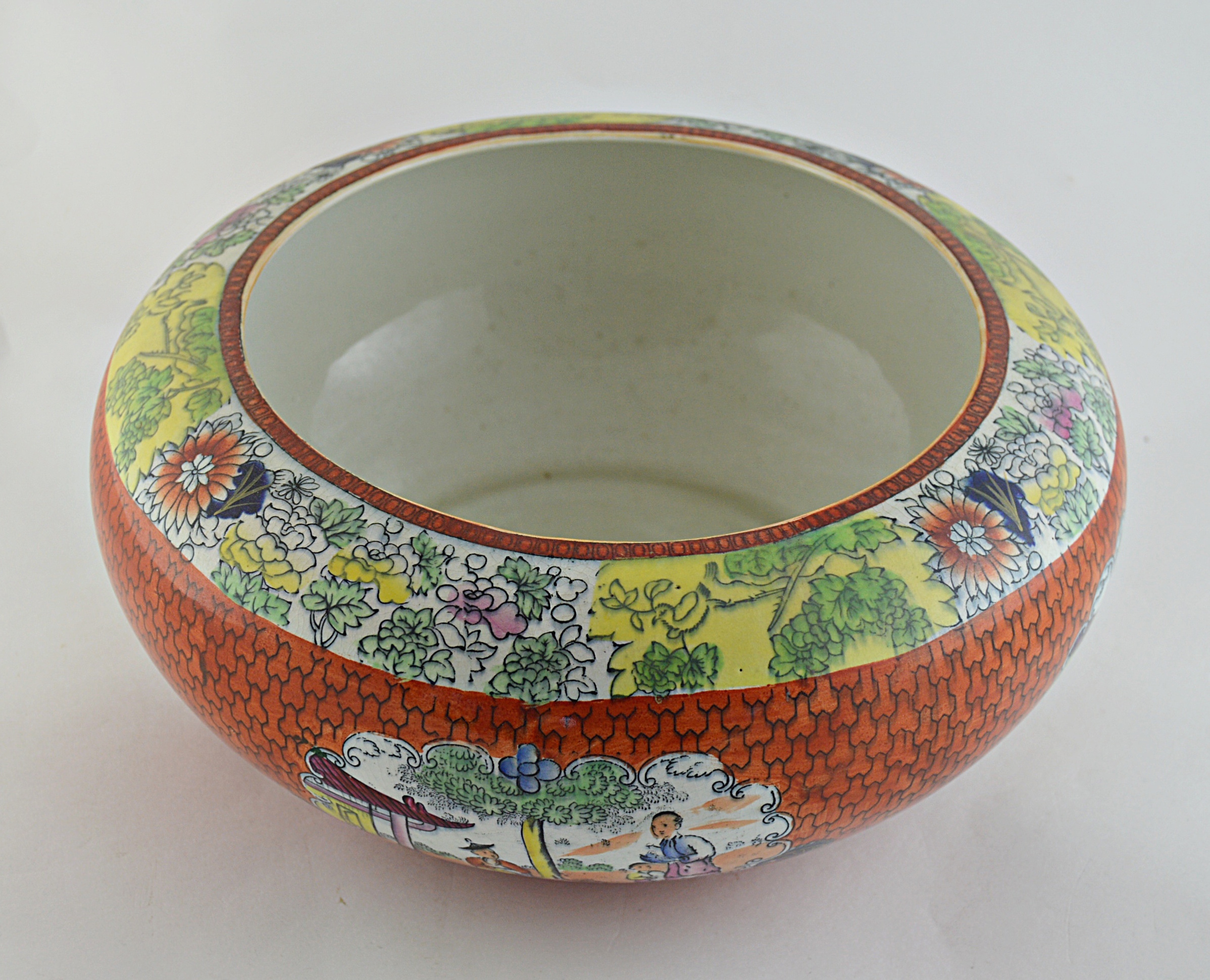 Mason's Ironstone Chinoiserie Bowl in Orange Dragon Scale Pattern