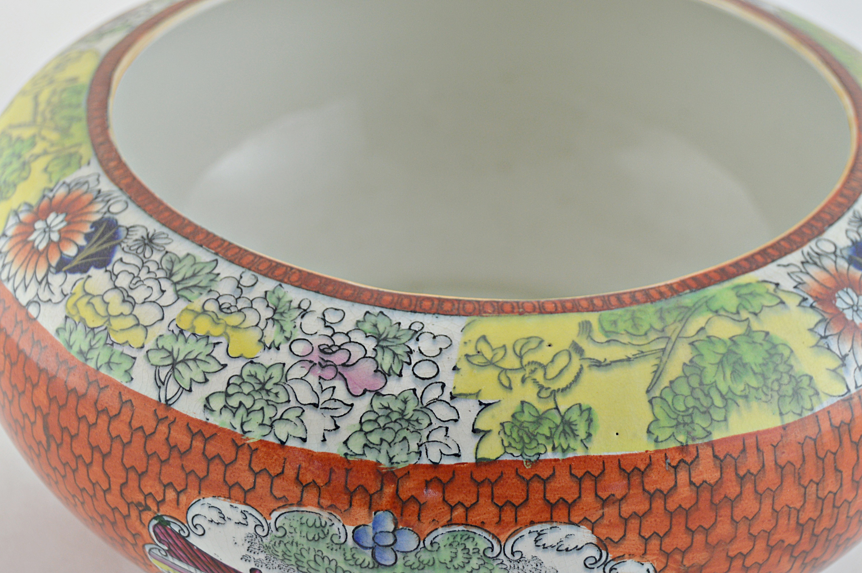 Mason's Ironstone Chinoiserie Bowl in Orange Dragon Scale Pattern