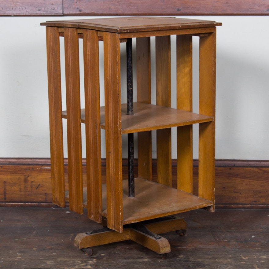 Vintage Wooden Rotating End Table