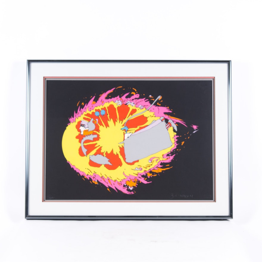 Peter Max 1971 Limited Edition Color Lithograph "Bursting Into Infinity"