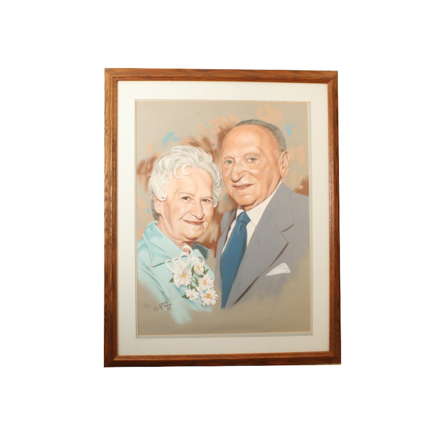 Greg Conlin Pastel on Paper Portrait of a Couple