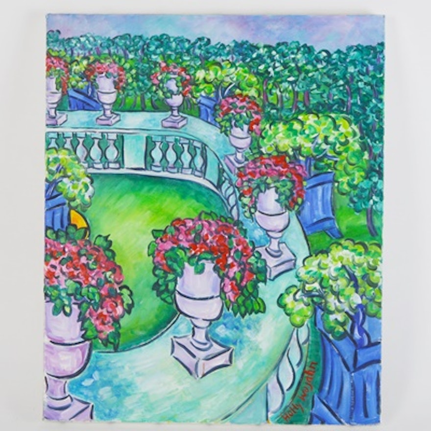 Holly Wojahn Original Oil Painting "The Garden Wall"