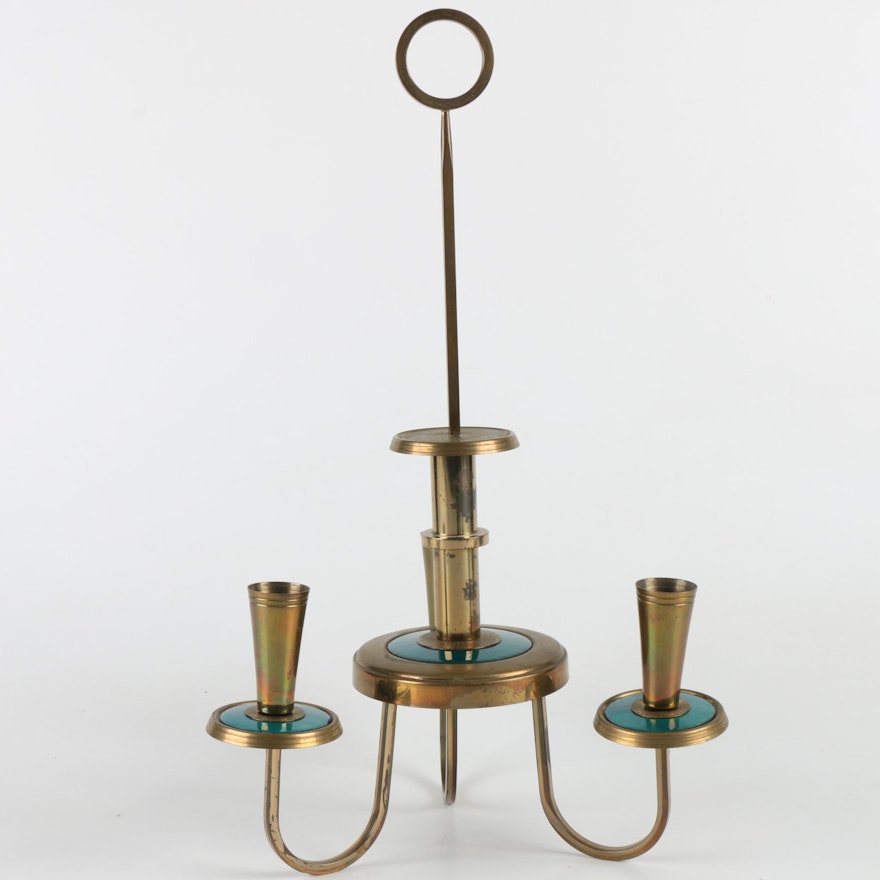 Mid Century Modern "Eldorado" Brass Candle Pendant Light By Georges Briard