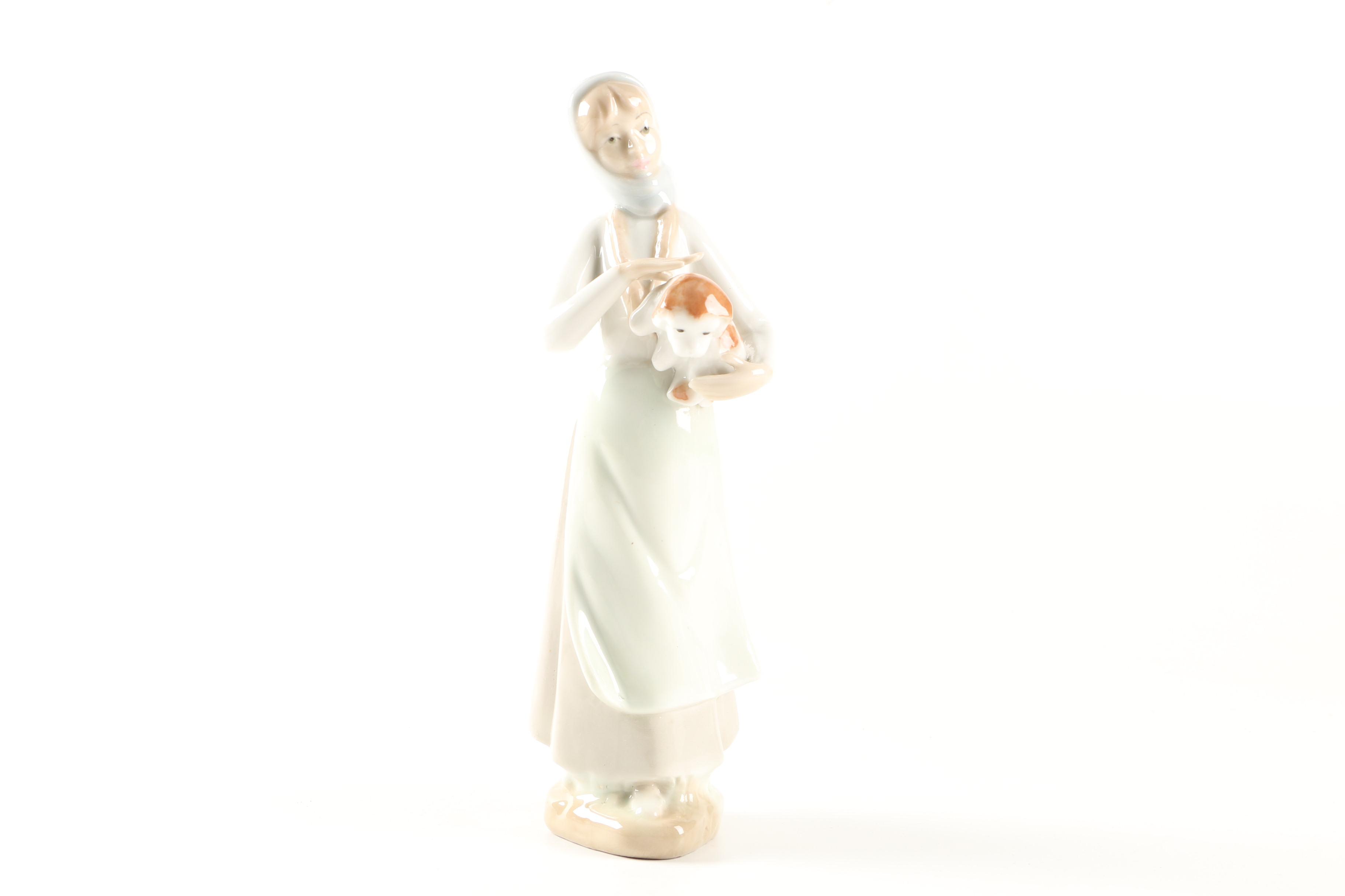 Porcelain "Girl with Cat" Figurine