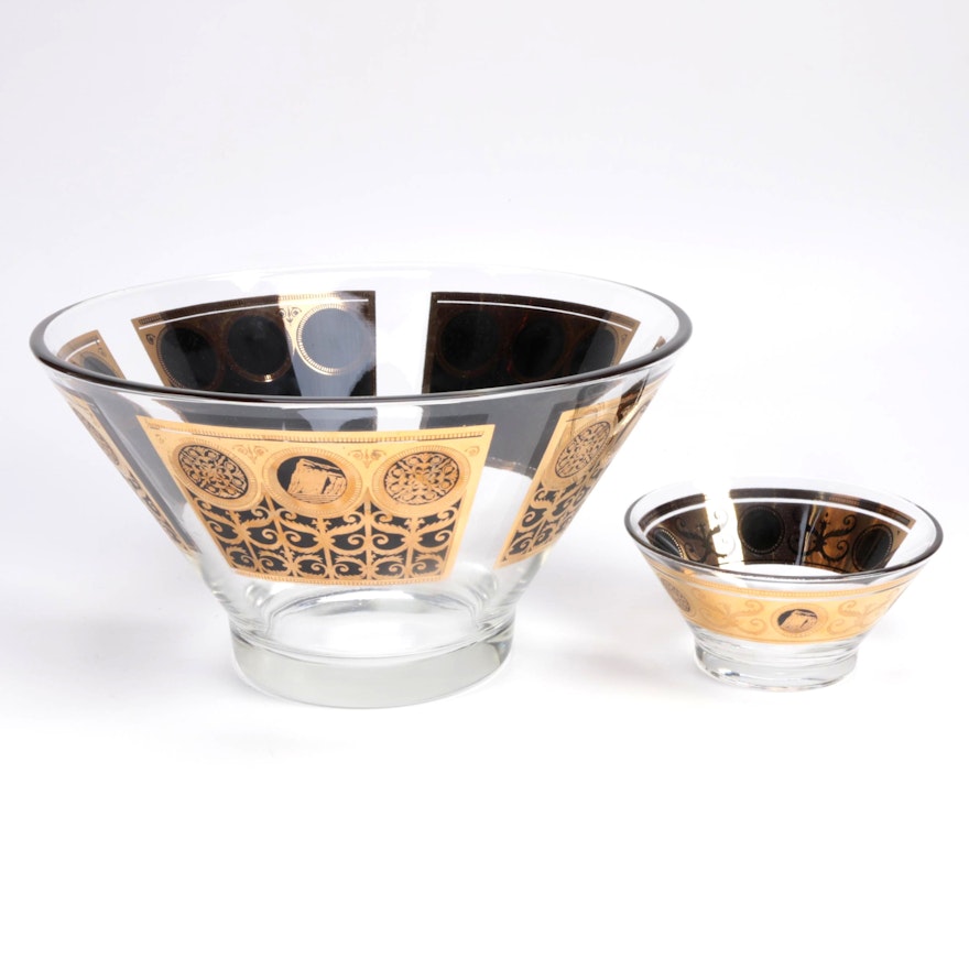 Mid Century Modern Glass Chip and Dip Bowls