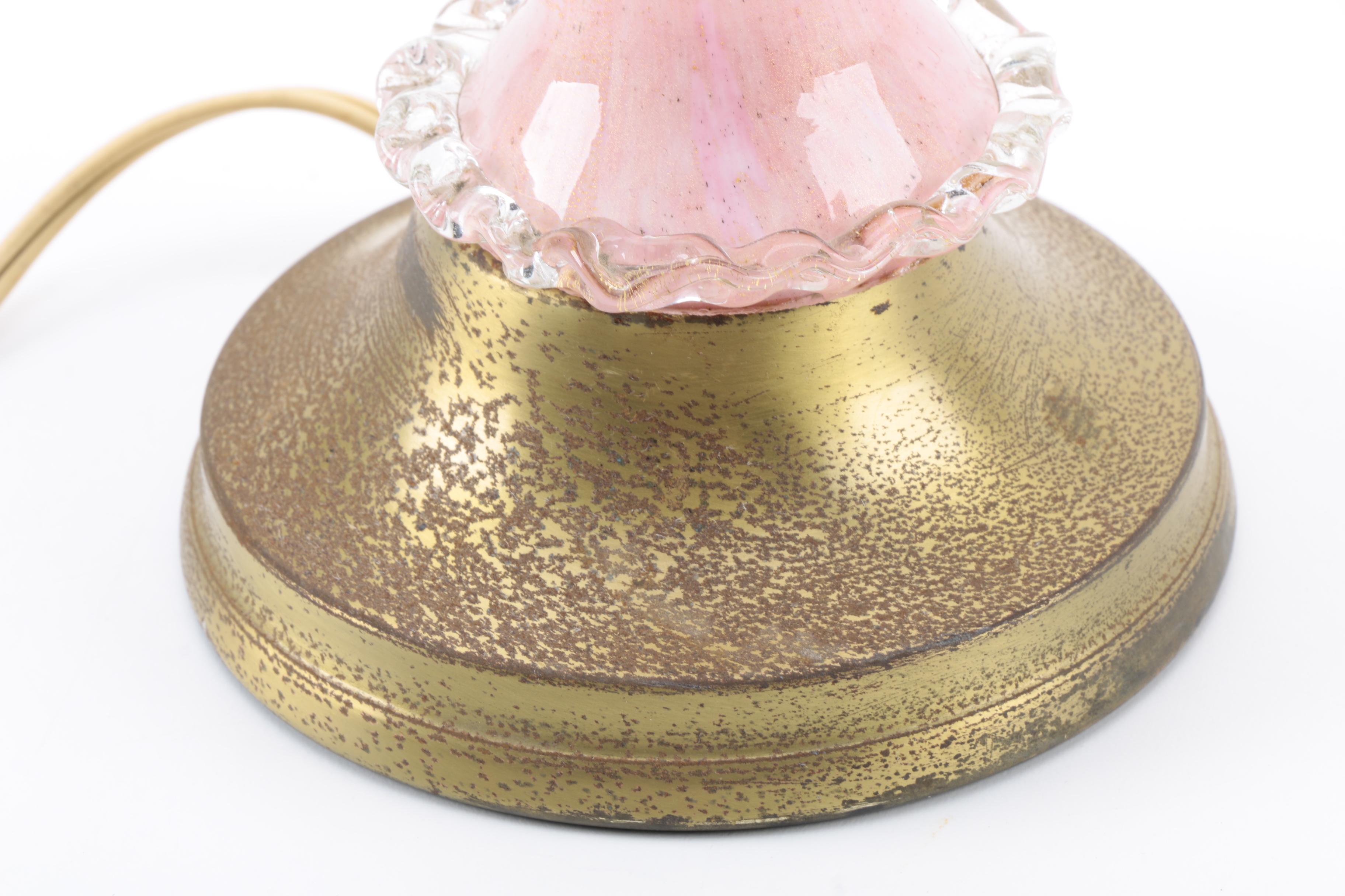 Vintage Blown Glass and Brass Table Lamp