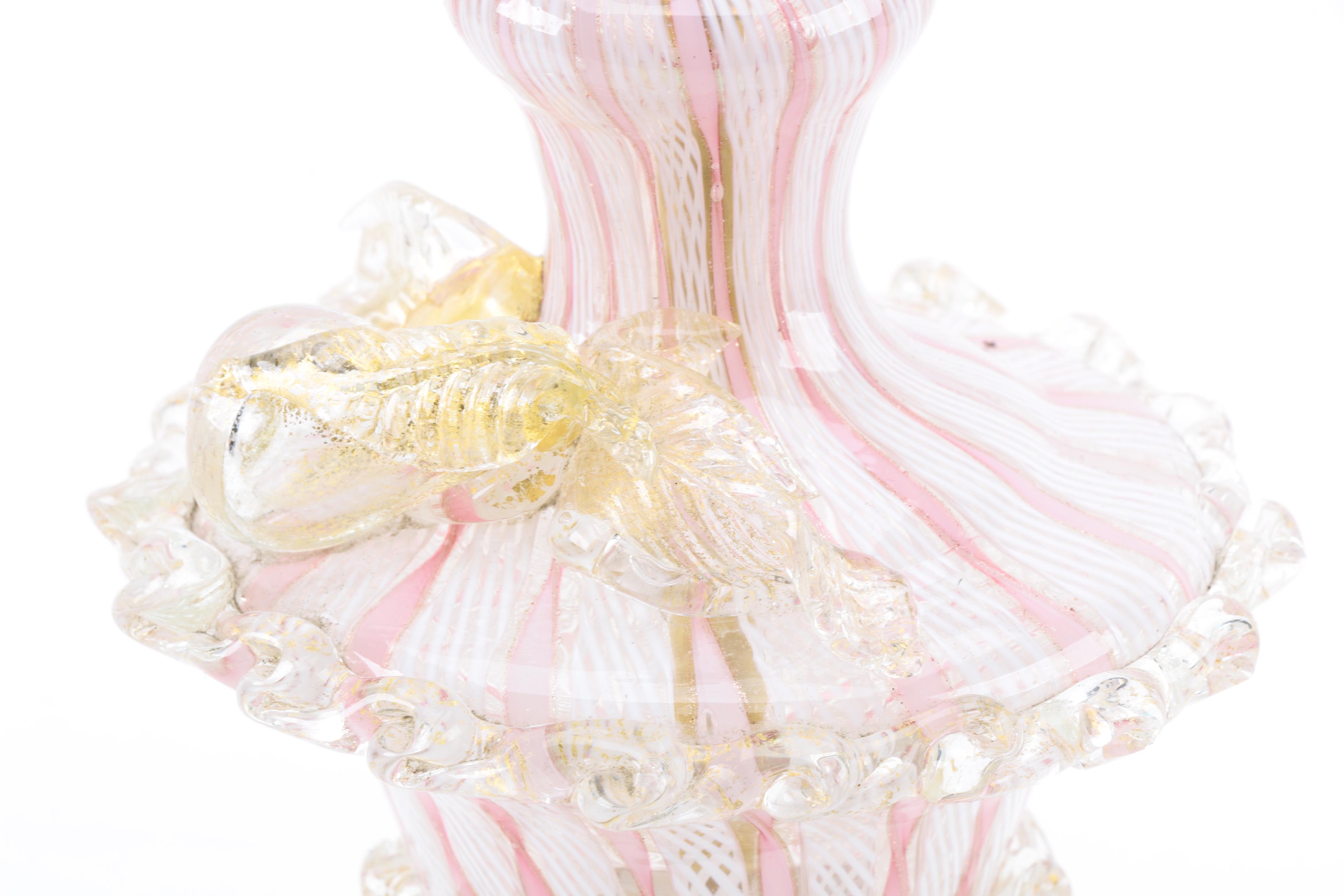 Vintage Blown Glass and Brass Table Lamp