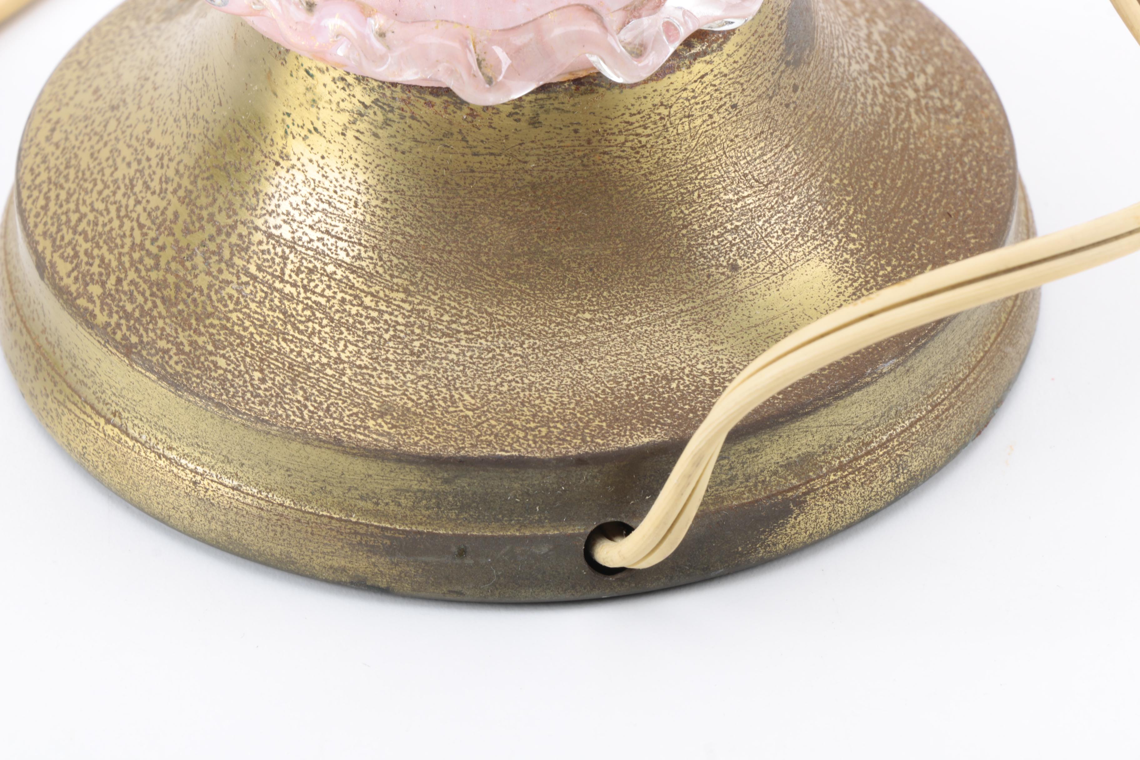 Vintage Blown Glass and Brass Table Lamp