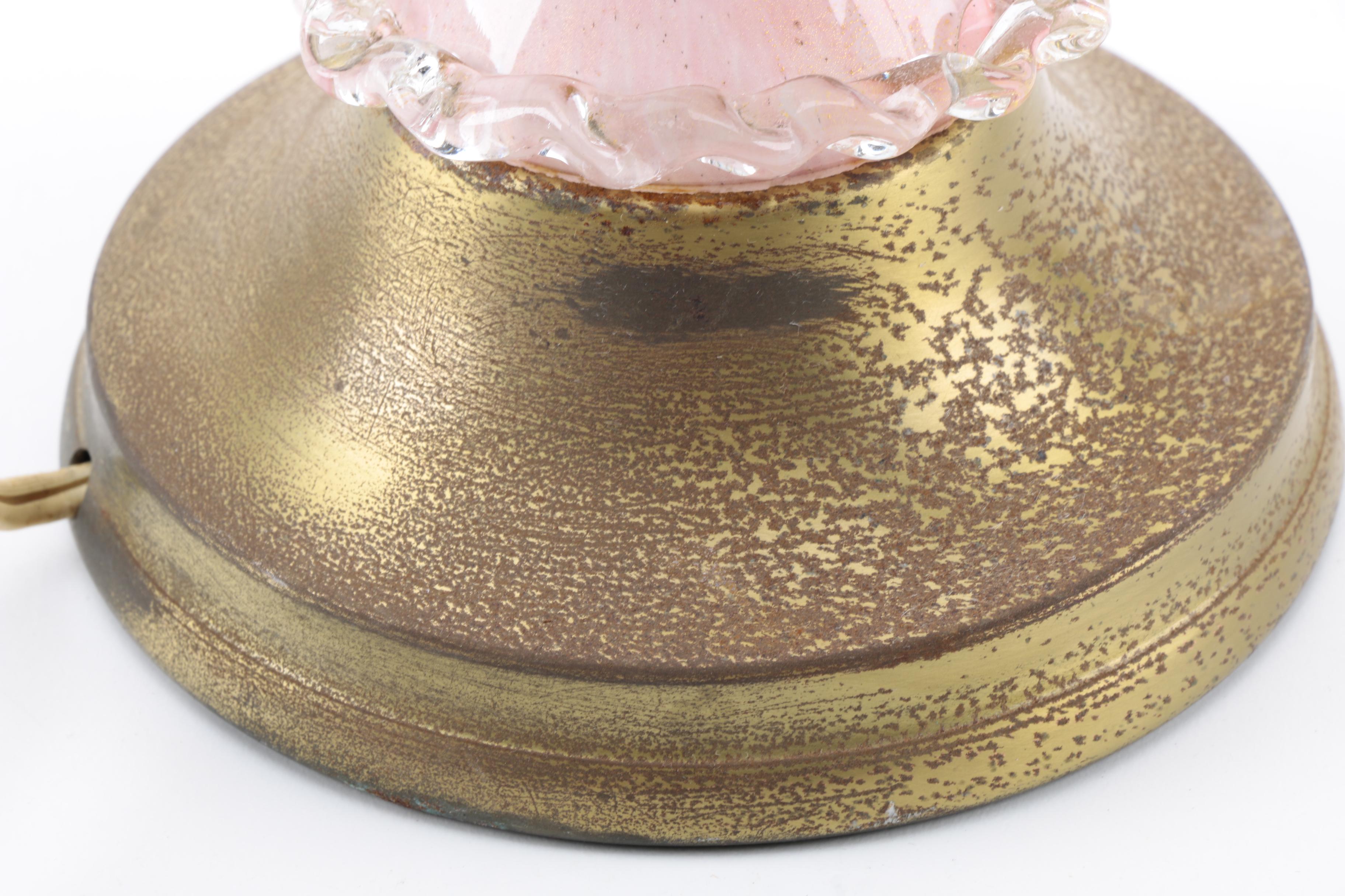 Vintage Blown Glass and Brass Table Lamp