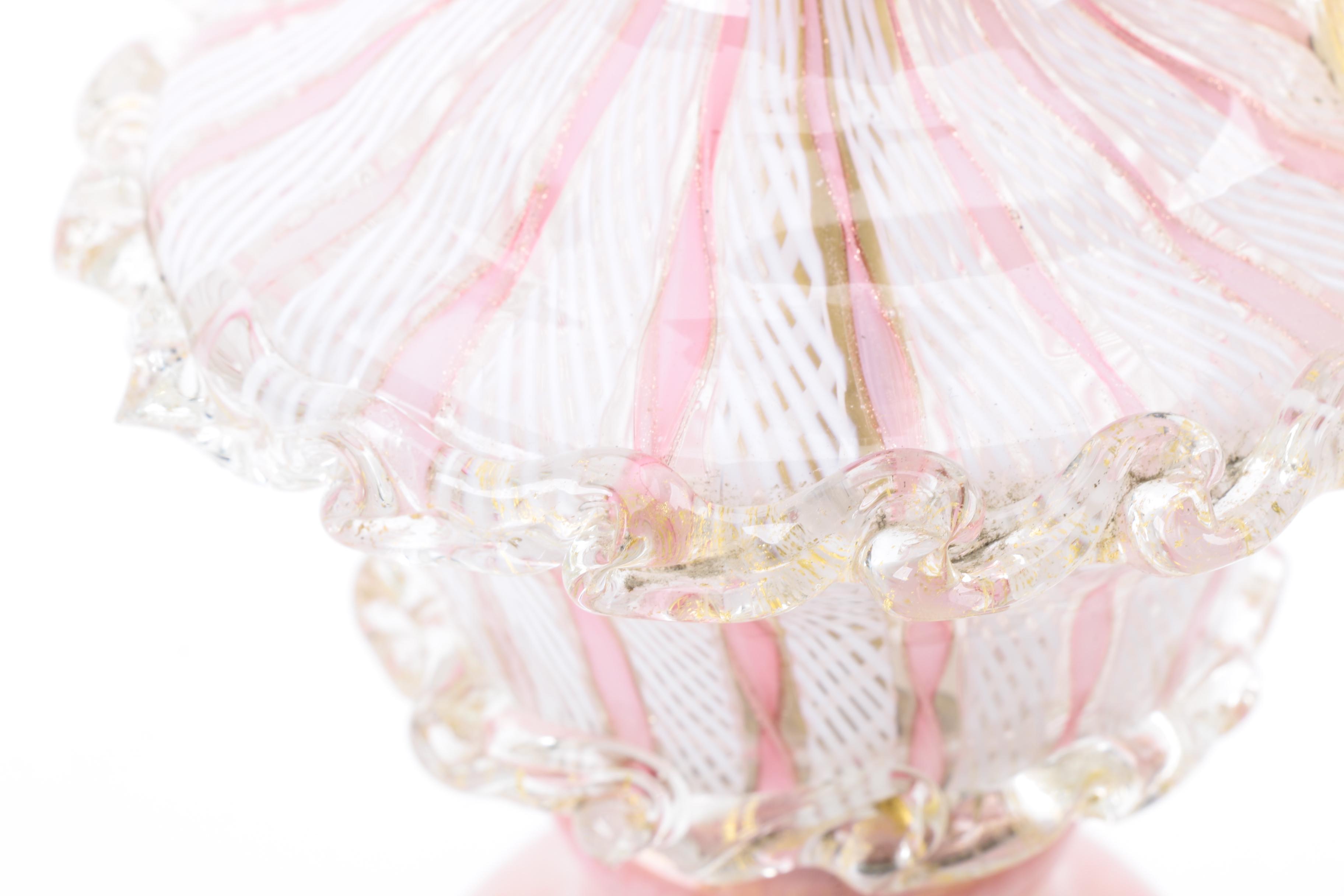 Vintage Blown Glass and Brass Table Lamp