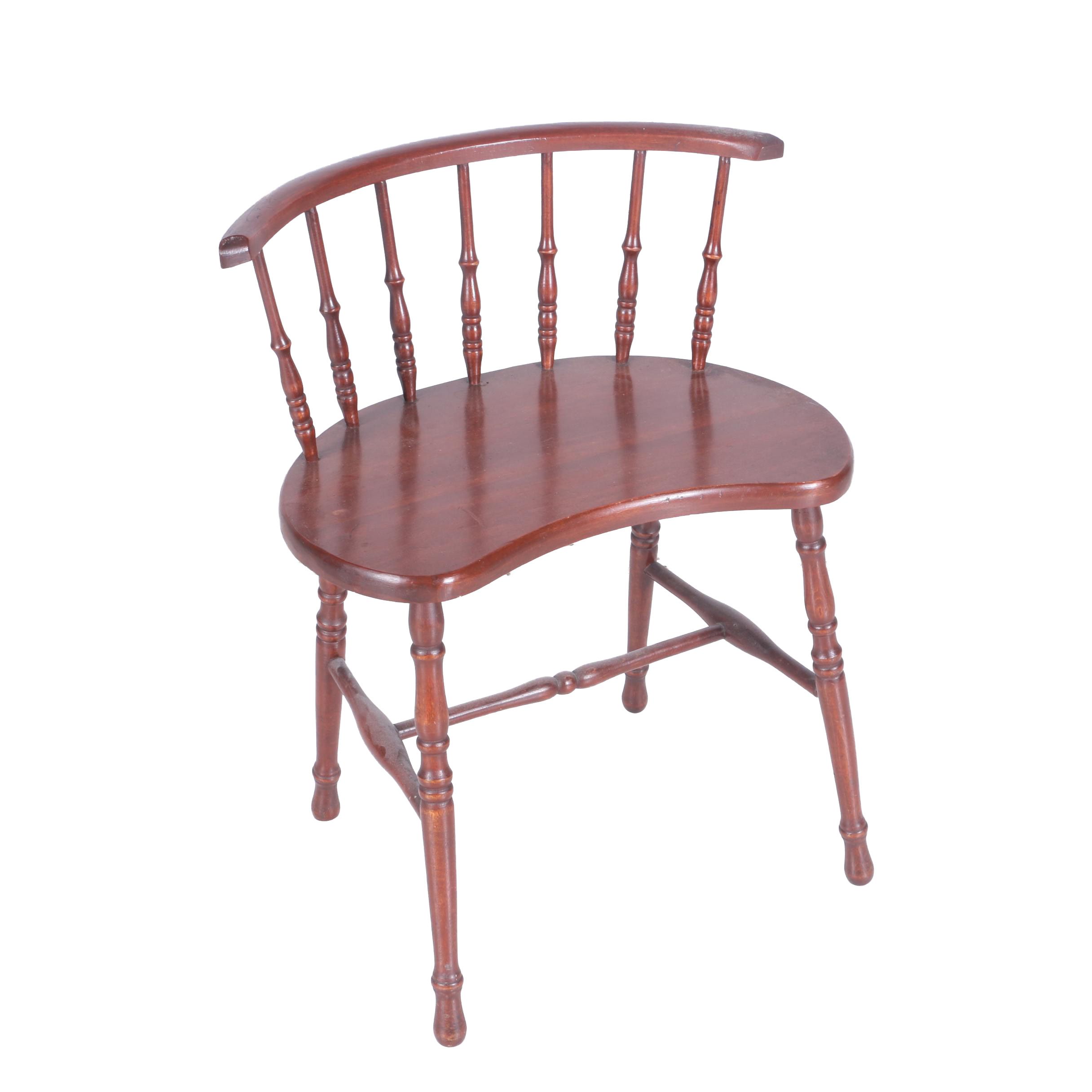 Vintage Kidney-Shaped Wooden Chair