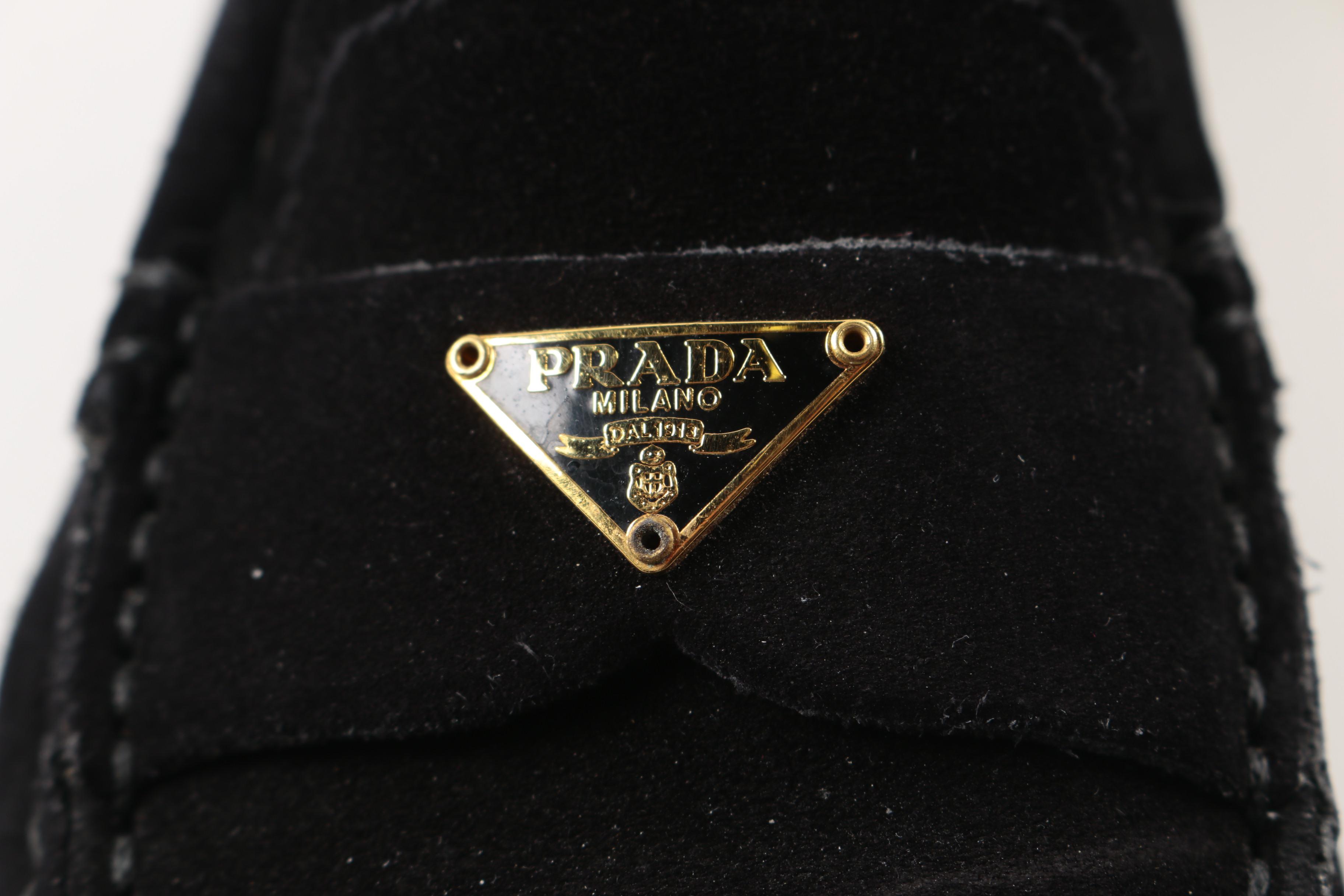 Women's Prada Black Suede Loafers