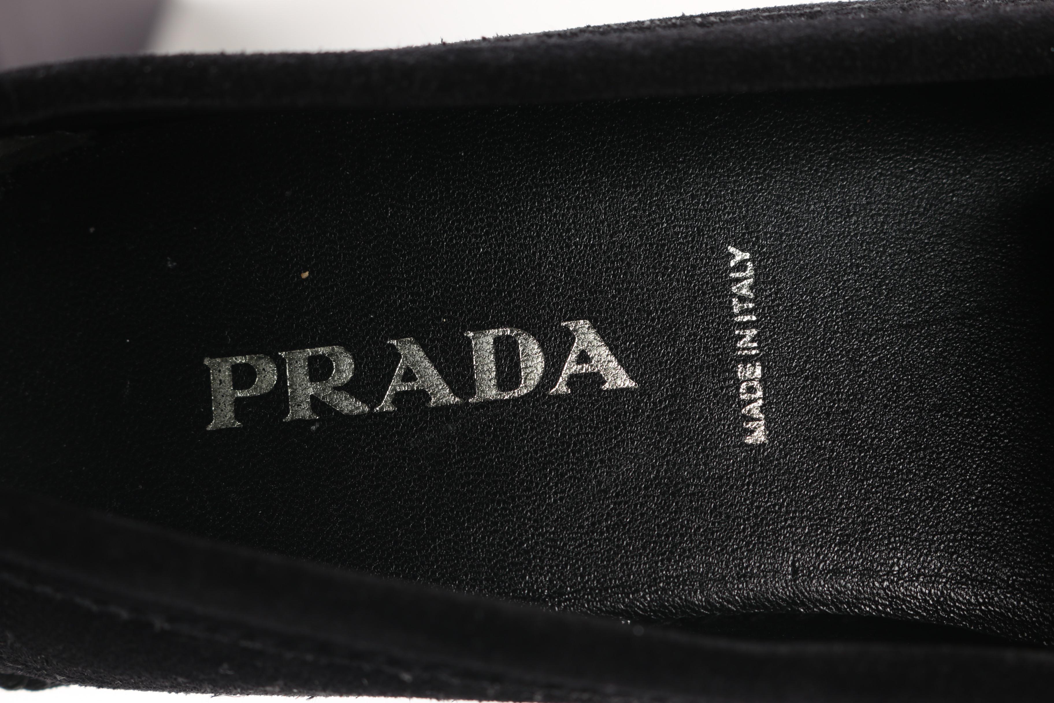 Women's Prada Black Suede Loafers