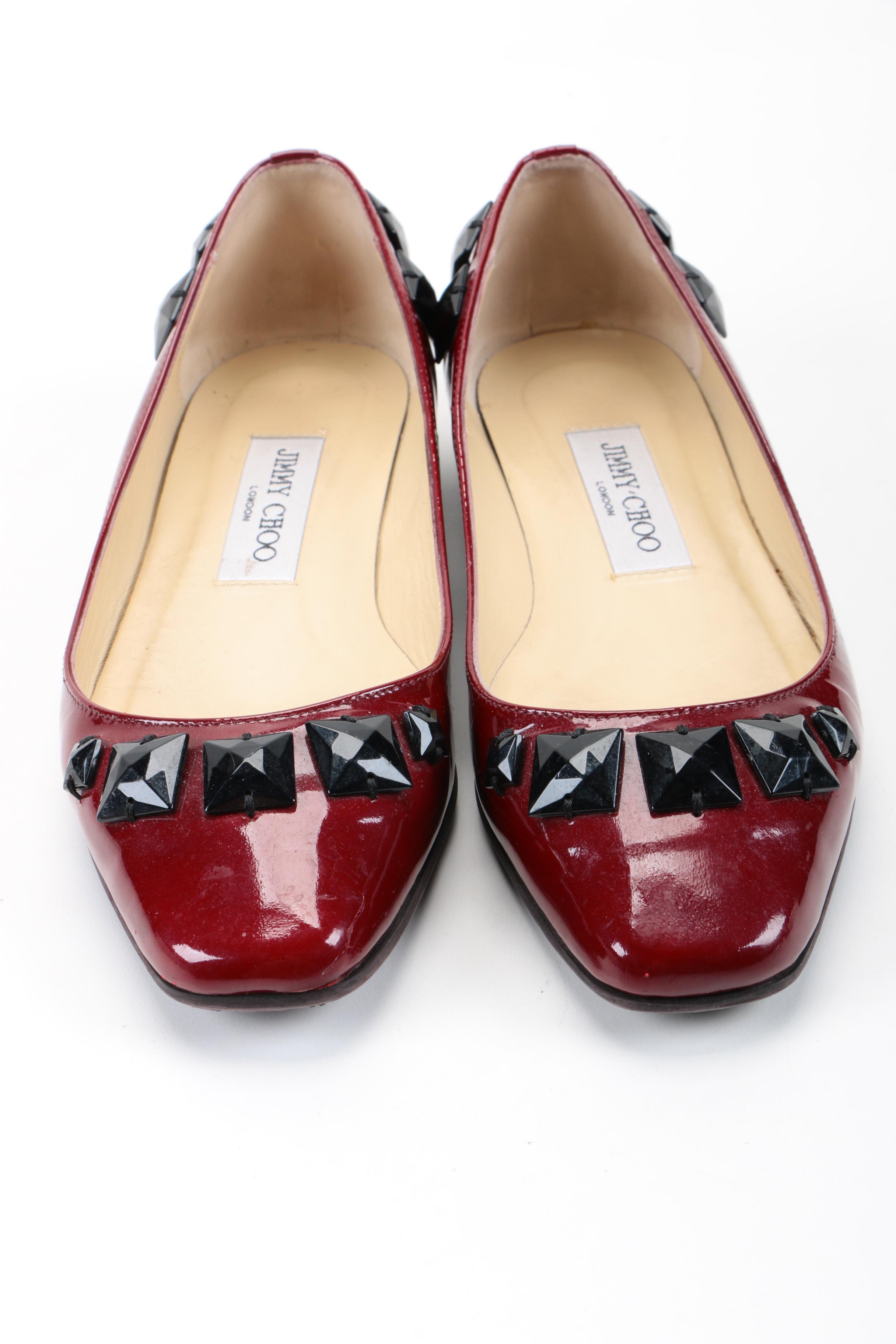 Jimmy Choo London Watson Burgundy Flats