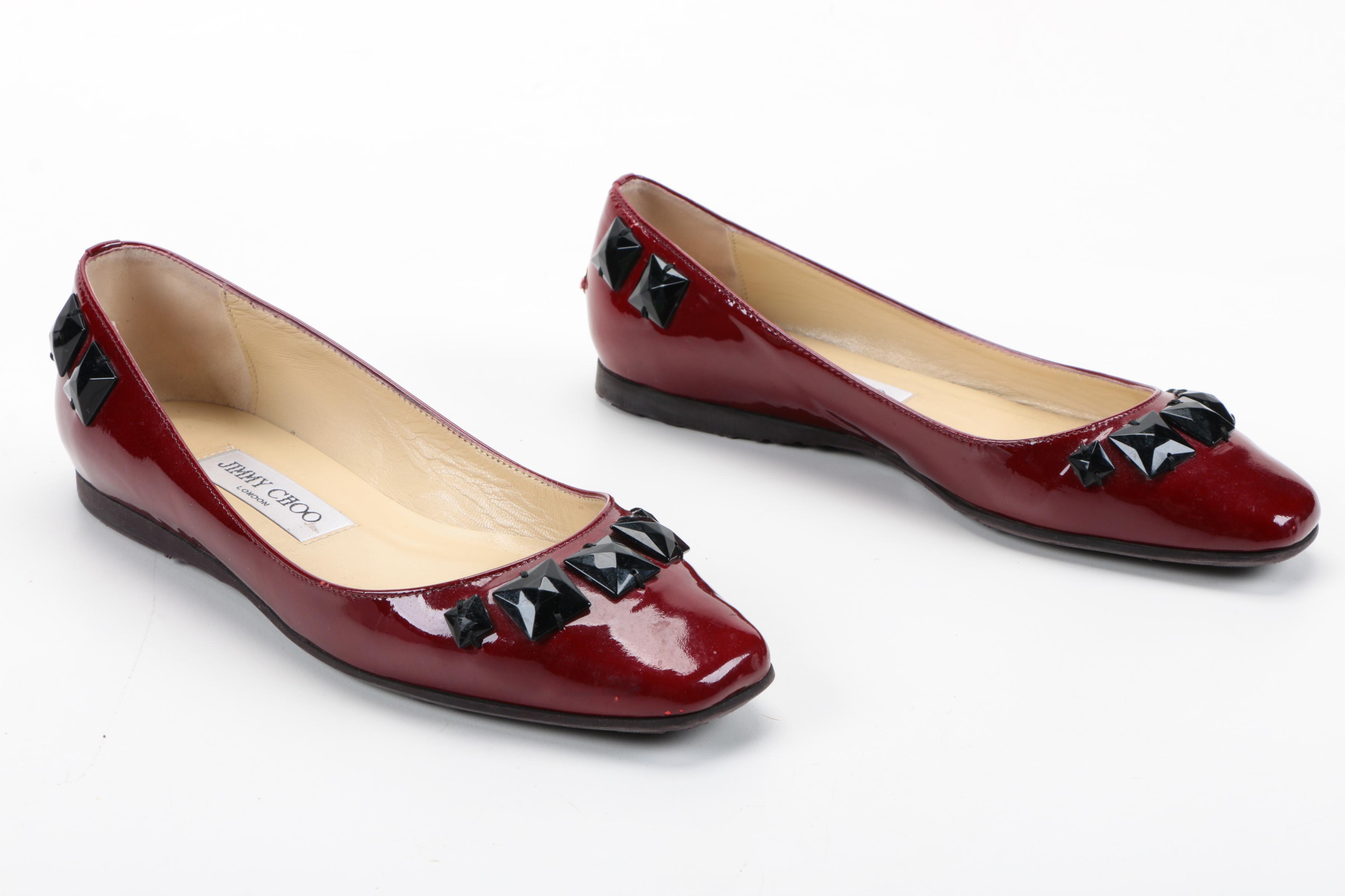 Jimmy Choo London Watson Burgundy Flats
