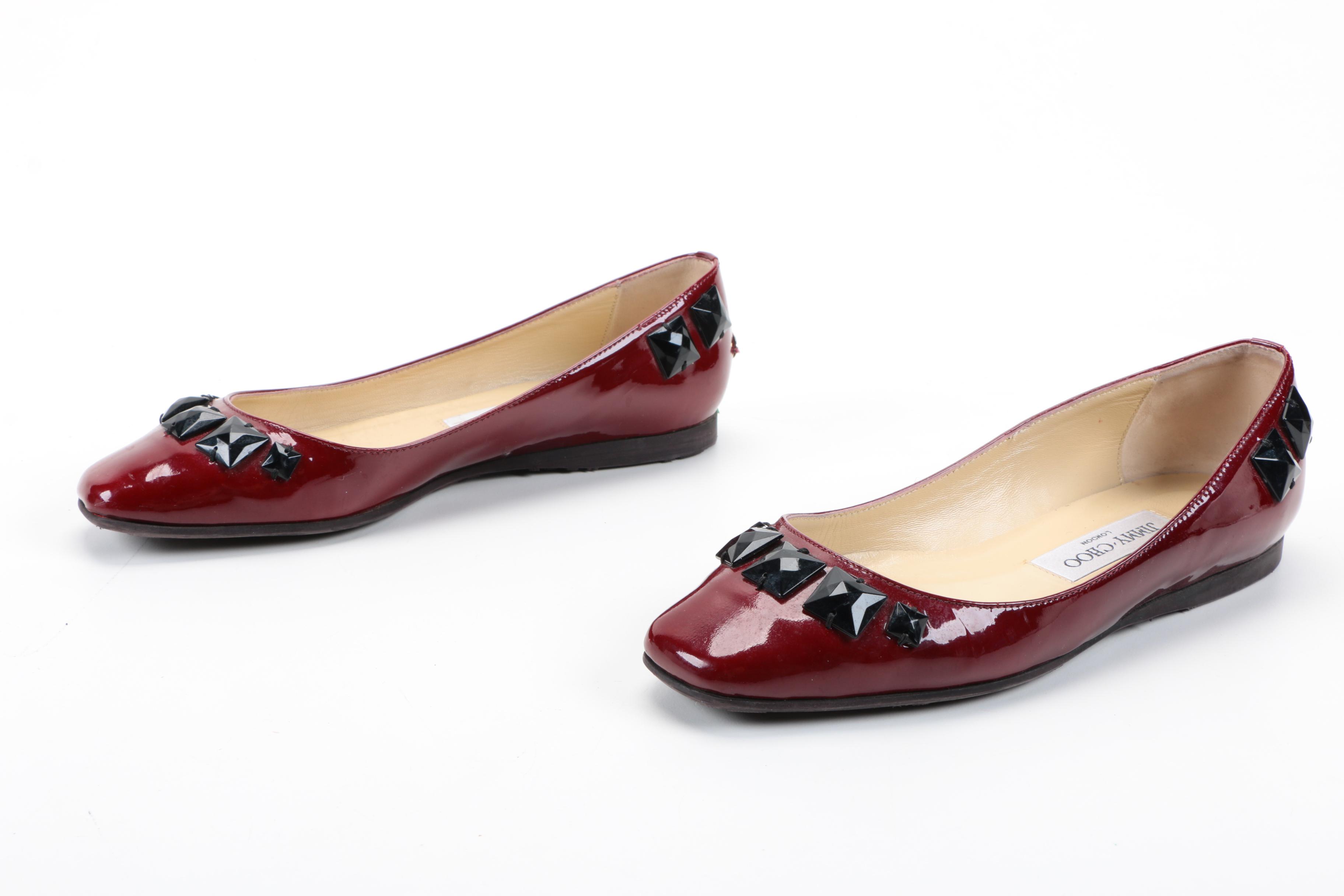 Jimmy Choo London Watson Burgundy Flats