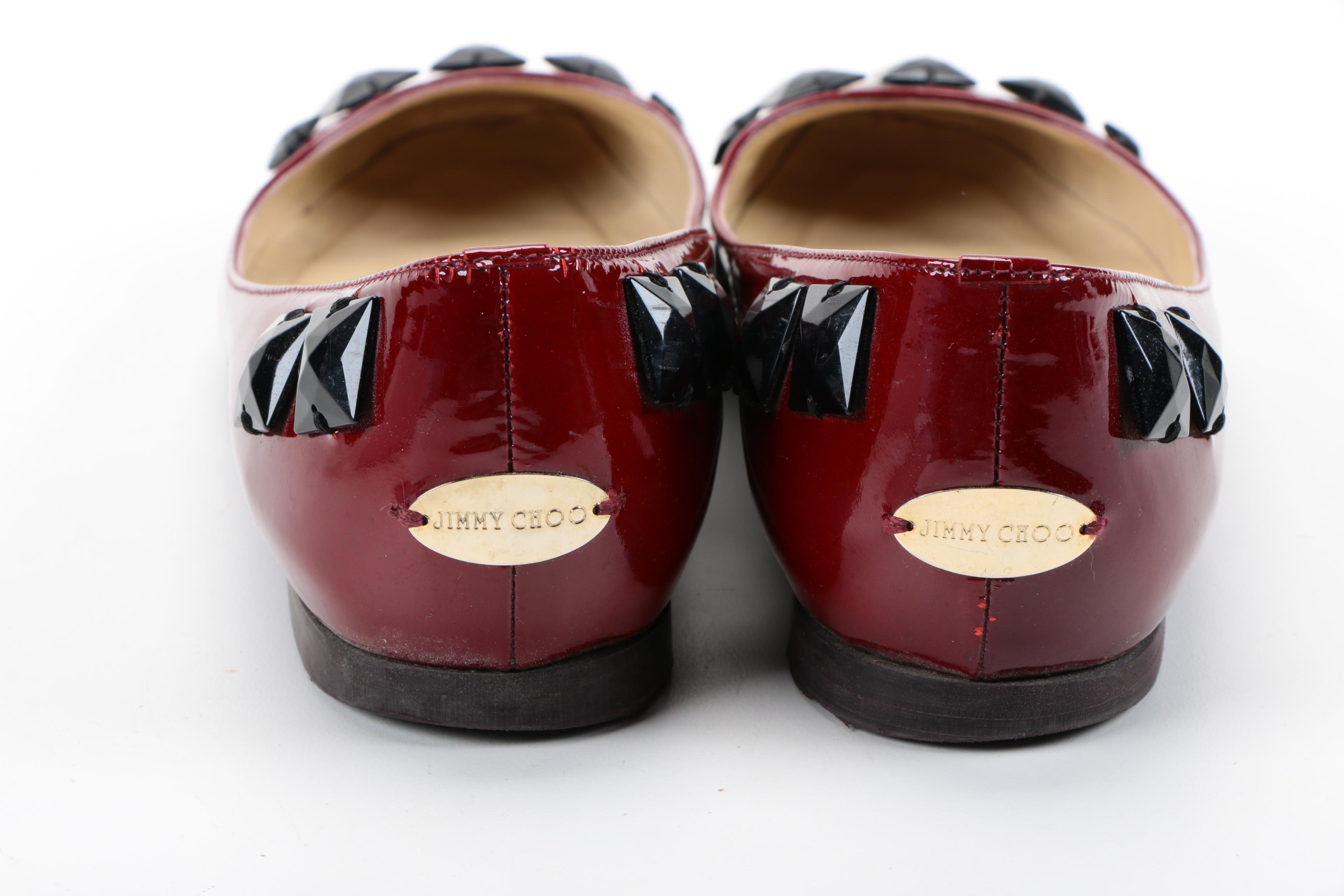 Jimmy Choo London Watson Burgundy Flats